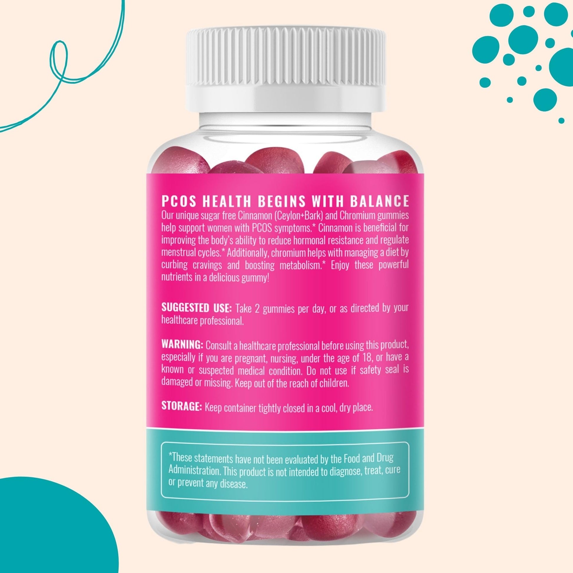 PCOS Herbal Gummies: Manage Cravings and Hormonal Balance; Cinnamon Complex PCOS Herbal Tea