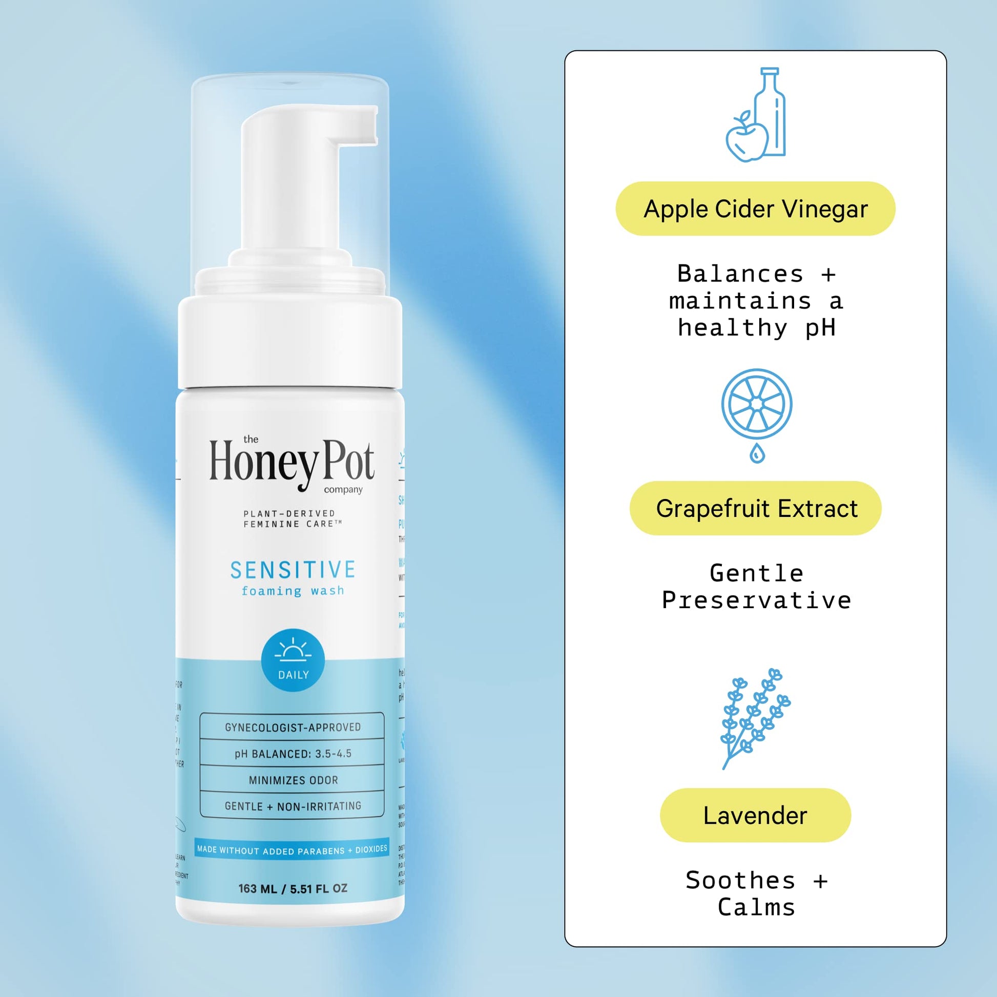 The Honey Pot Company - Feminine Wash & Feminine Wipe Bundle - Includes Unscented Ph Balance The Honey Pot Company