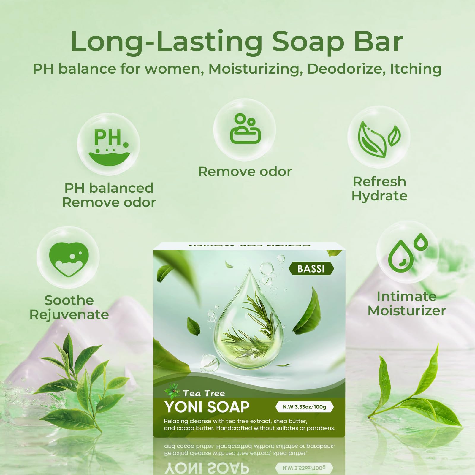 Feminine Wash & Yoni Oil & Yoni Soap Tea Tree Set for Women, Yoni Wash for Vaginal Ph Balance Remove BASSI