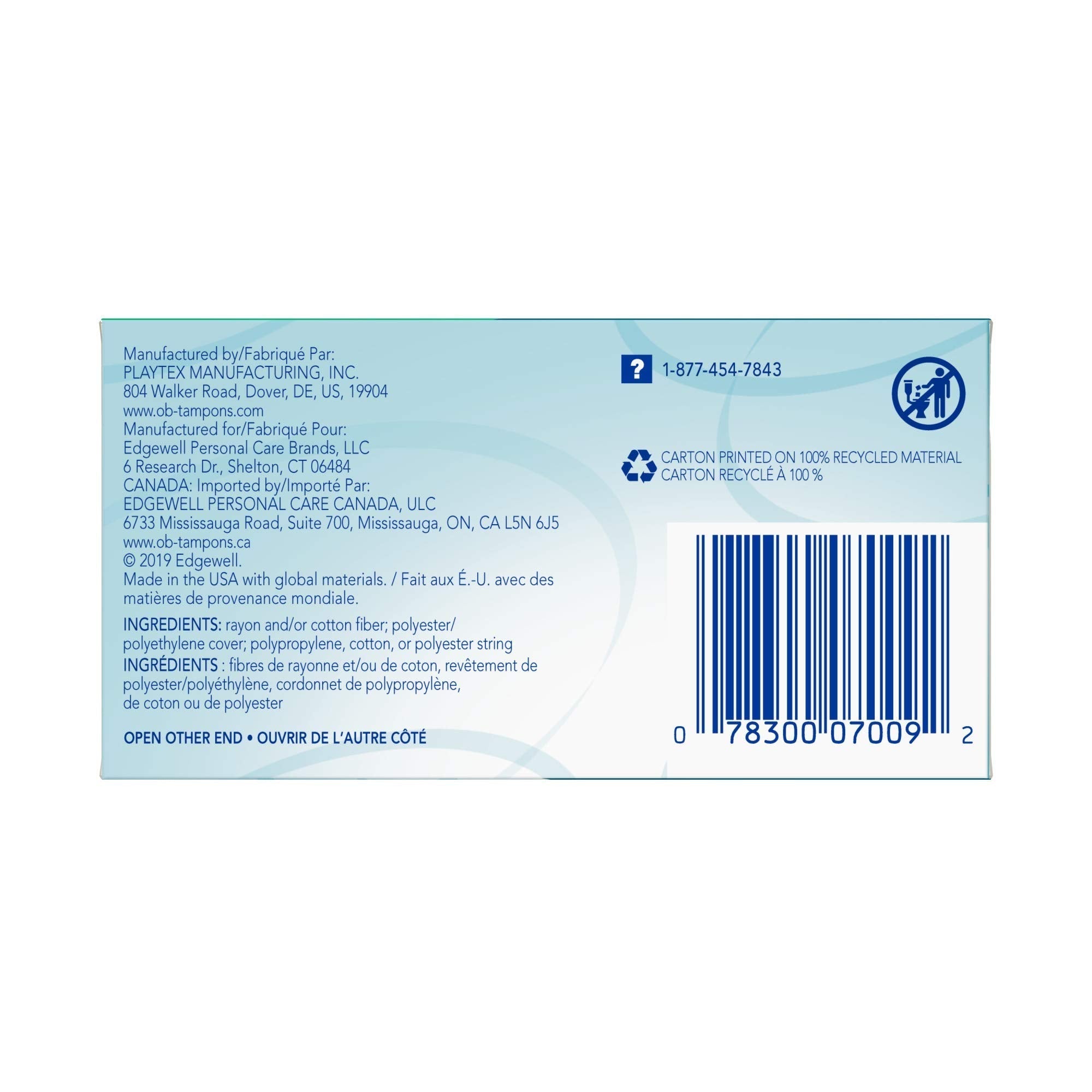 o.b. Tampons | Non-Applicator Tampon, Unscented | Super Tampon, 40ct o.b.