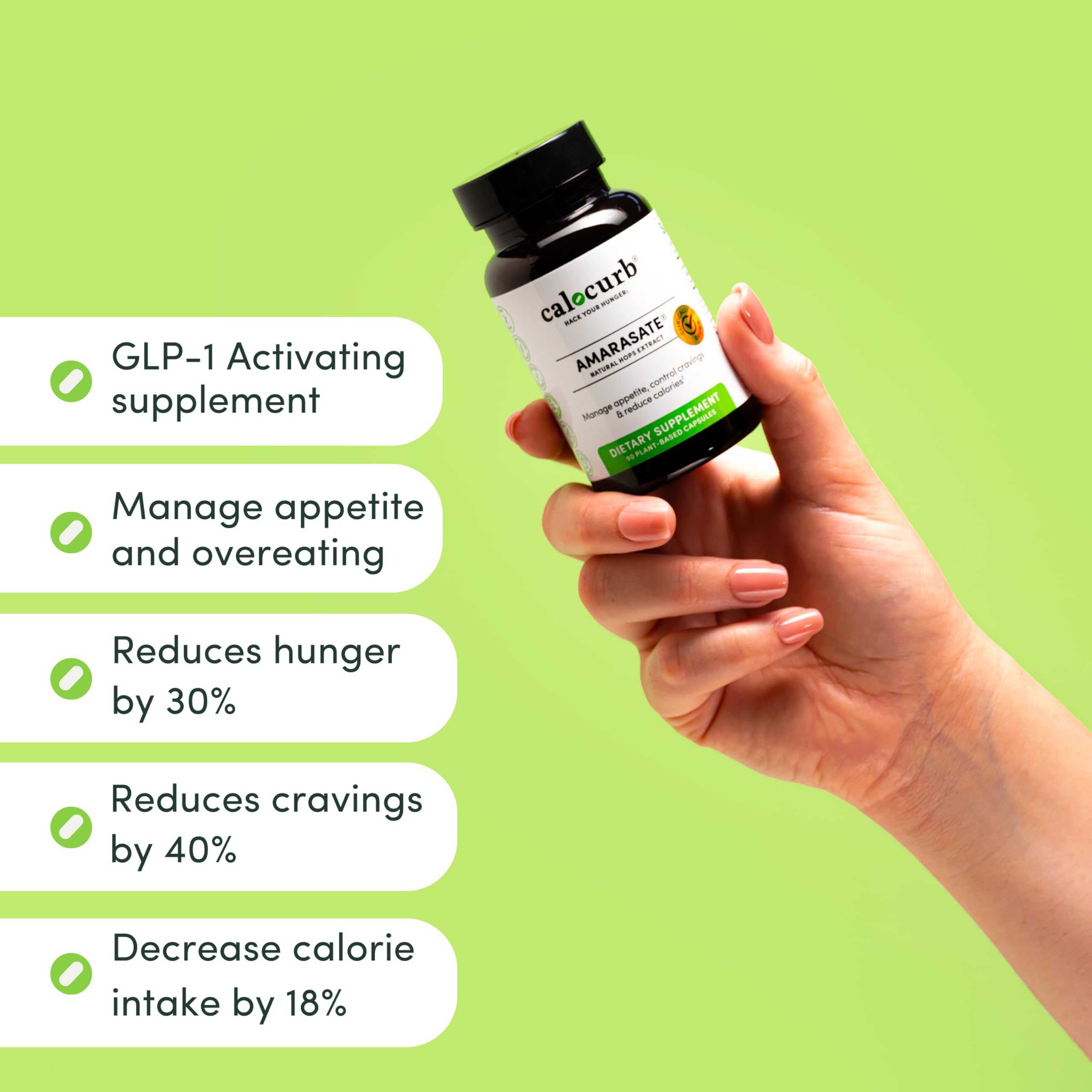 Calocurb Calorie Control Supplement, Natural GLP-1 Activator, 90 Count (1 Month Average Calocurb