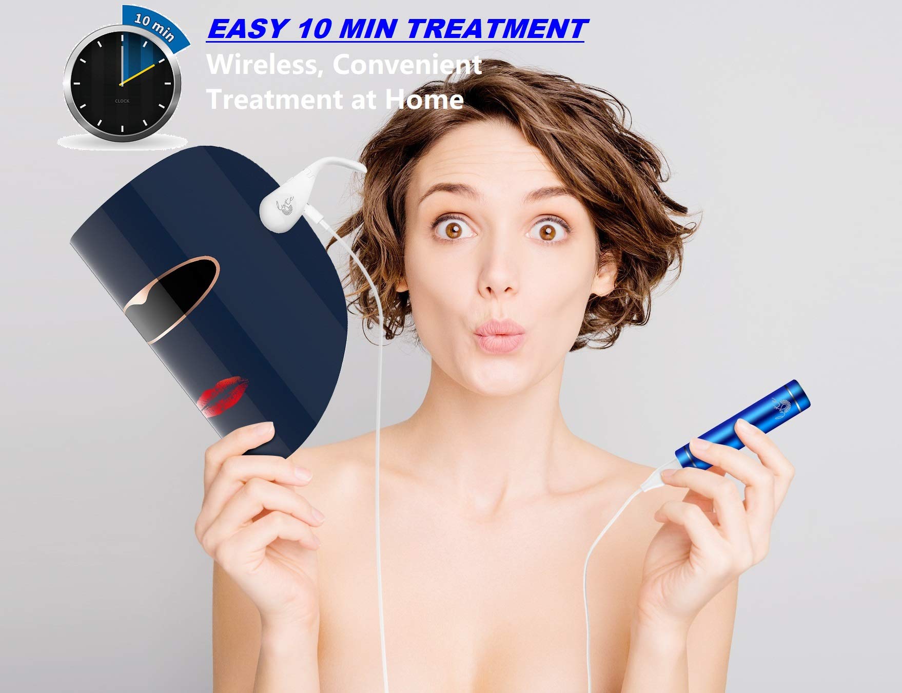 Lyte Wireless LED Light Therapy Mask Red Blue Amber 3 Color Light Weight| Includes Power Lift Care