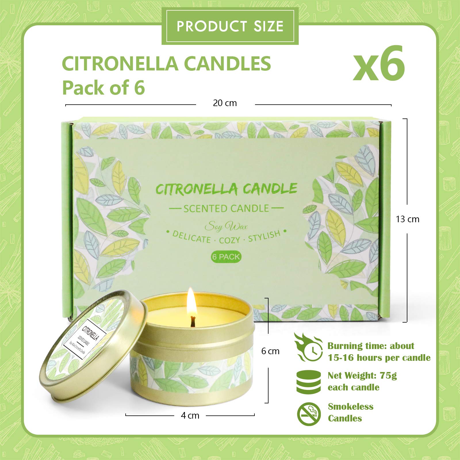 Citronella Candles Outdoor, Scented Candles, Summer Soy Wax Candles, Lemongrass Candles STRN