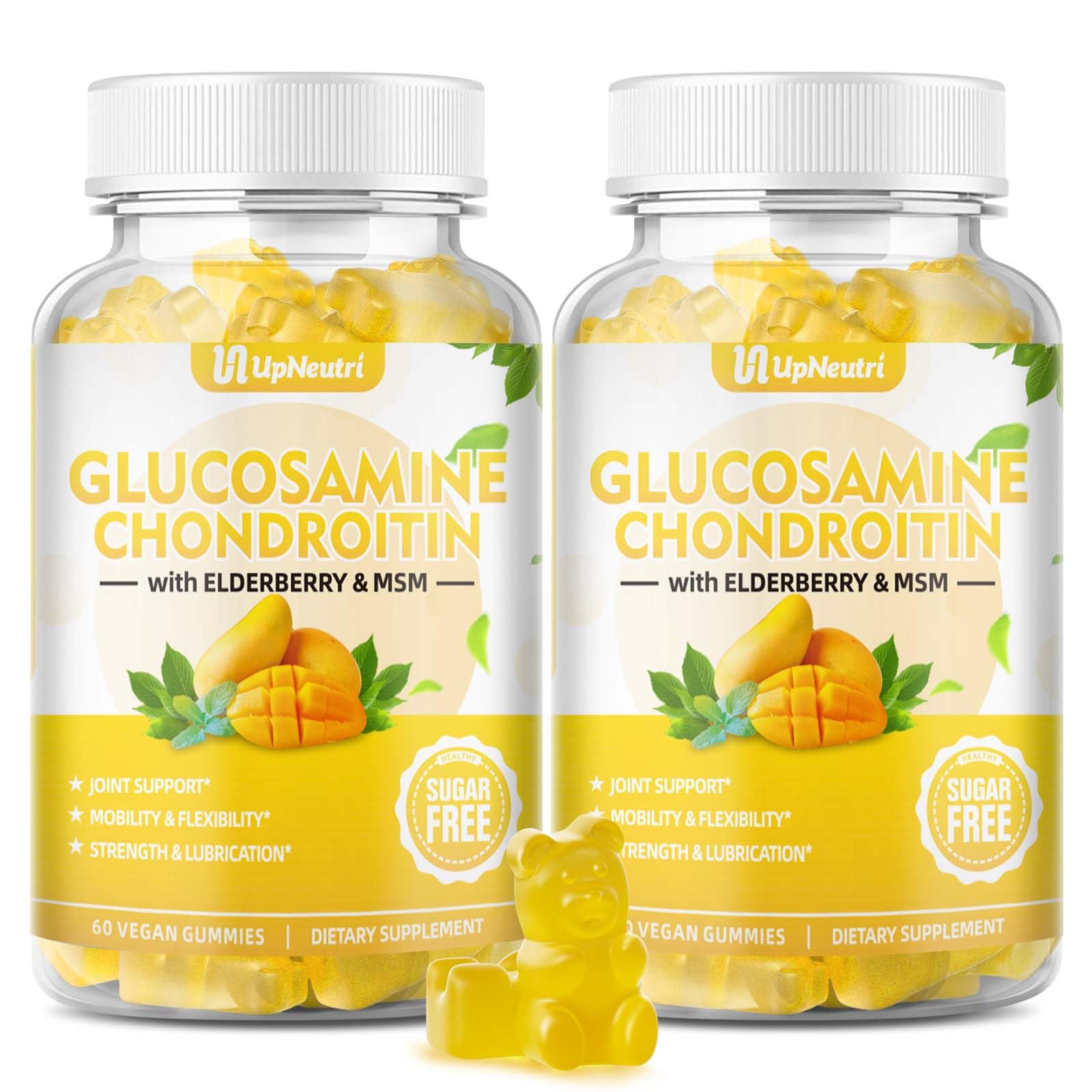 Sugar Free Glucosamine Chondroitin Gummies, Extra Strength 1500mg Glucosamine 