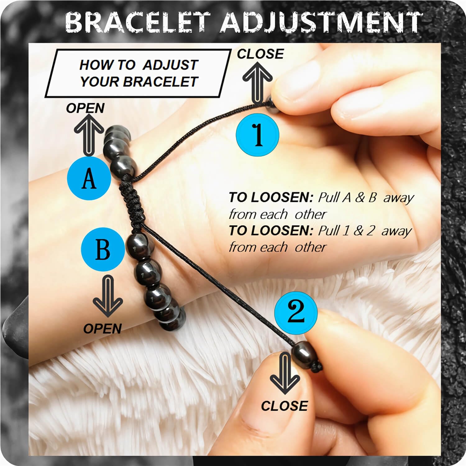 RENZHI-Magnetic Hematite Bracelet–Beaded Magnetic Bracelets for Men and Women RENZHI