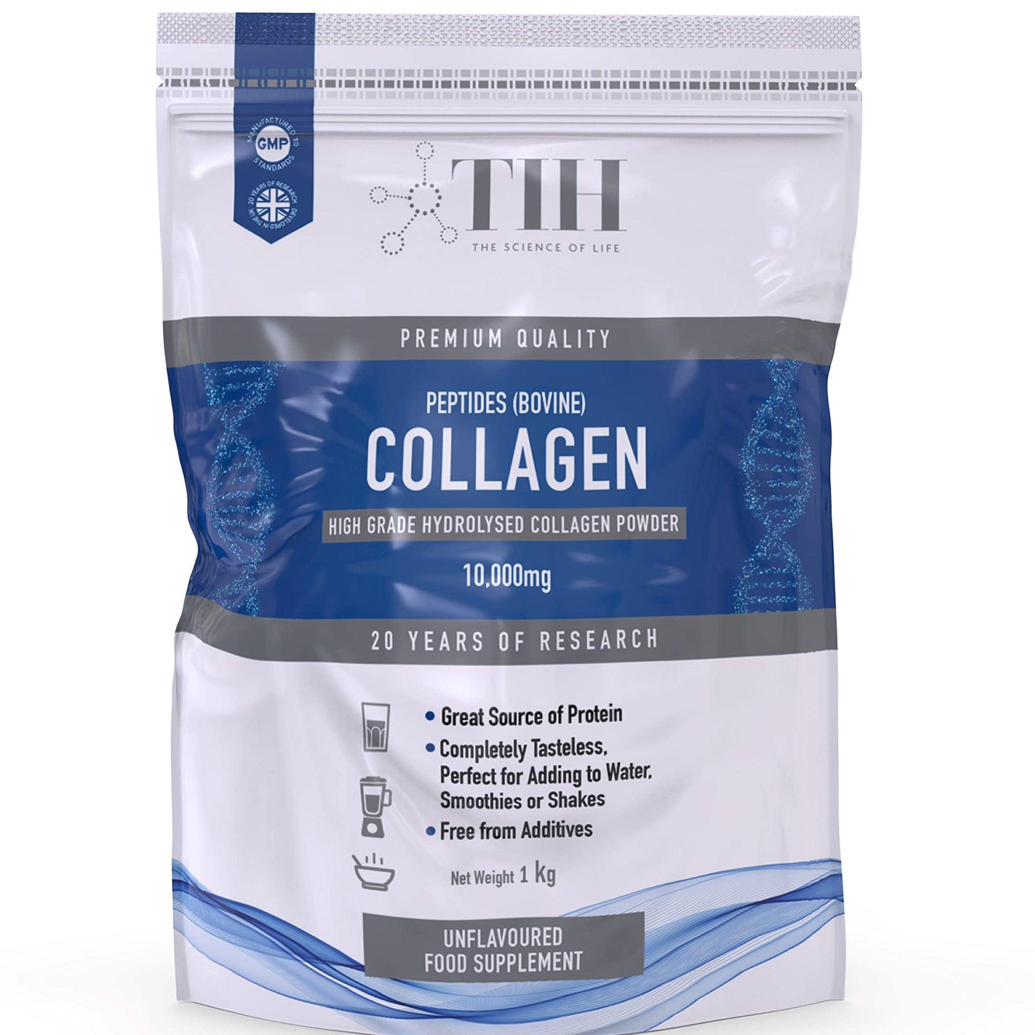 Hydrolysed Collagen Powder (Bovine) - High Protein Grass Fed Unflavoured Peptides
