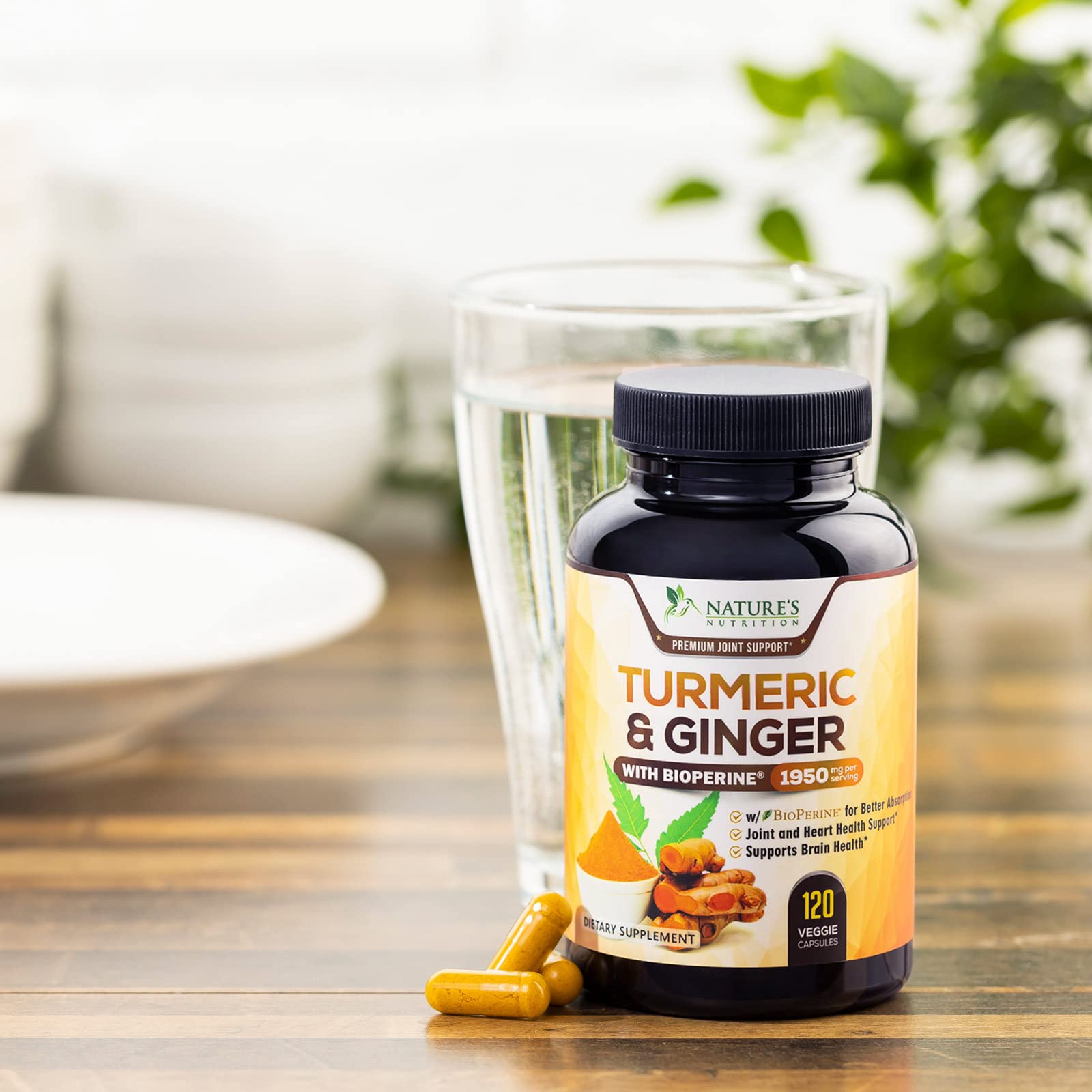Turmeric Curcumin with BioPerine & Ginger 95% Standardized Curcuminoids