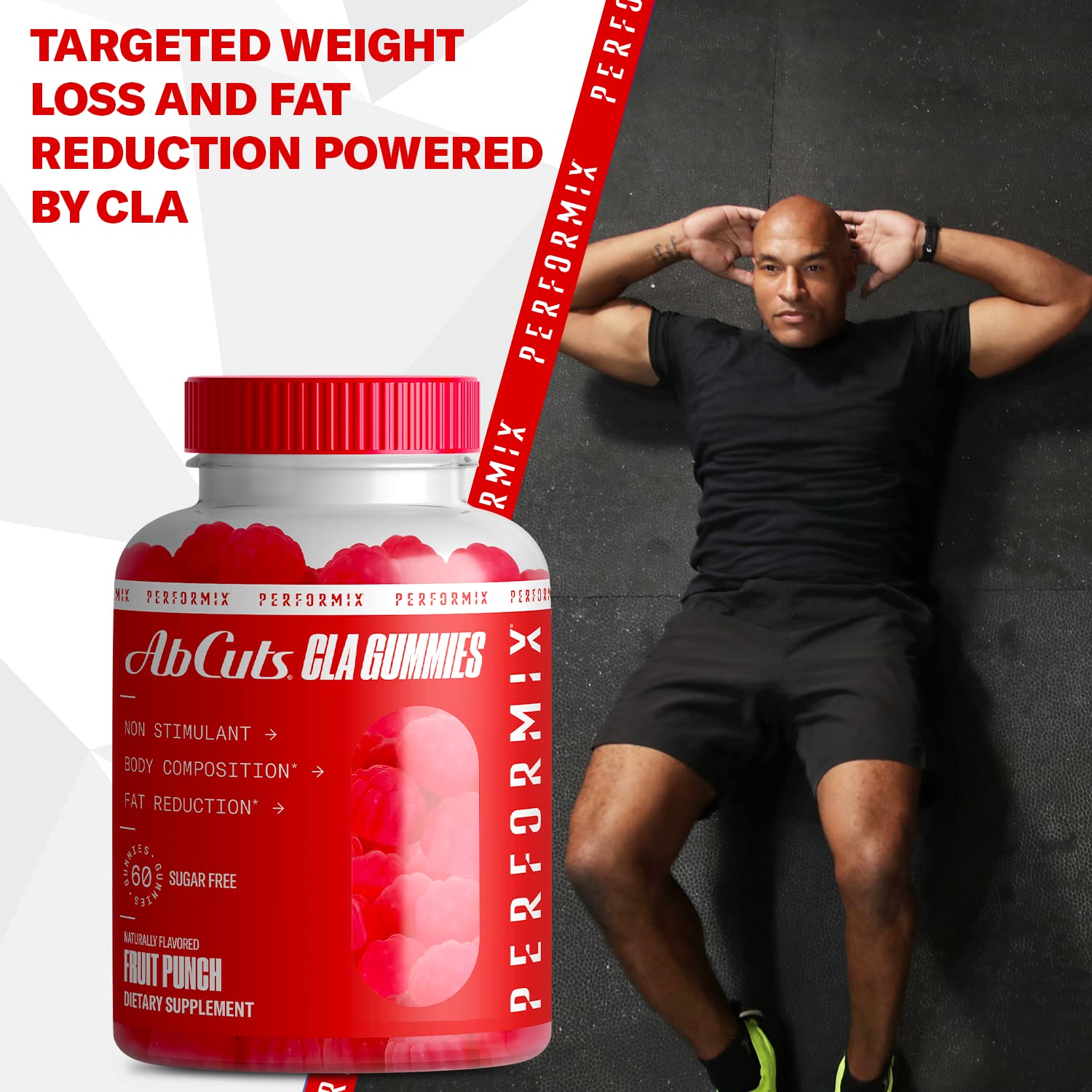 PERFORMIX AbCuts CLA Gummies - 60 Gummies, Fruit Punch - Non-Stimulant PERFORMIX