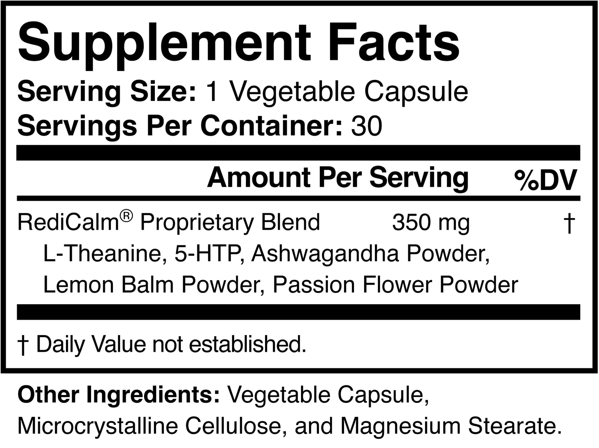 RediCalm - Natural Stress Relief Supplement - Non-GMO, Vegan, Gluten-Free RediCalm