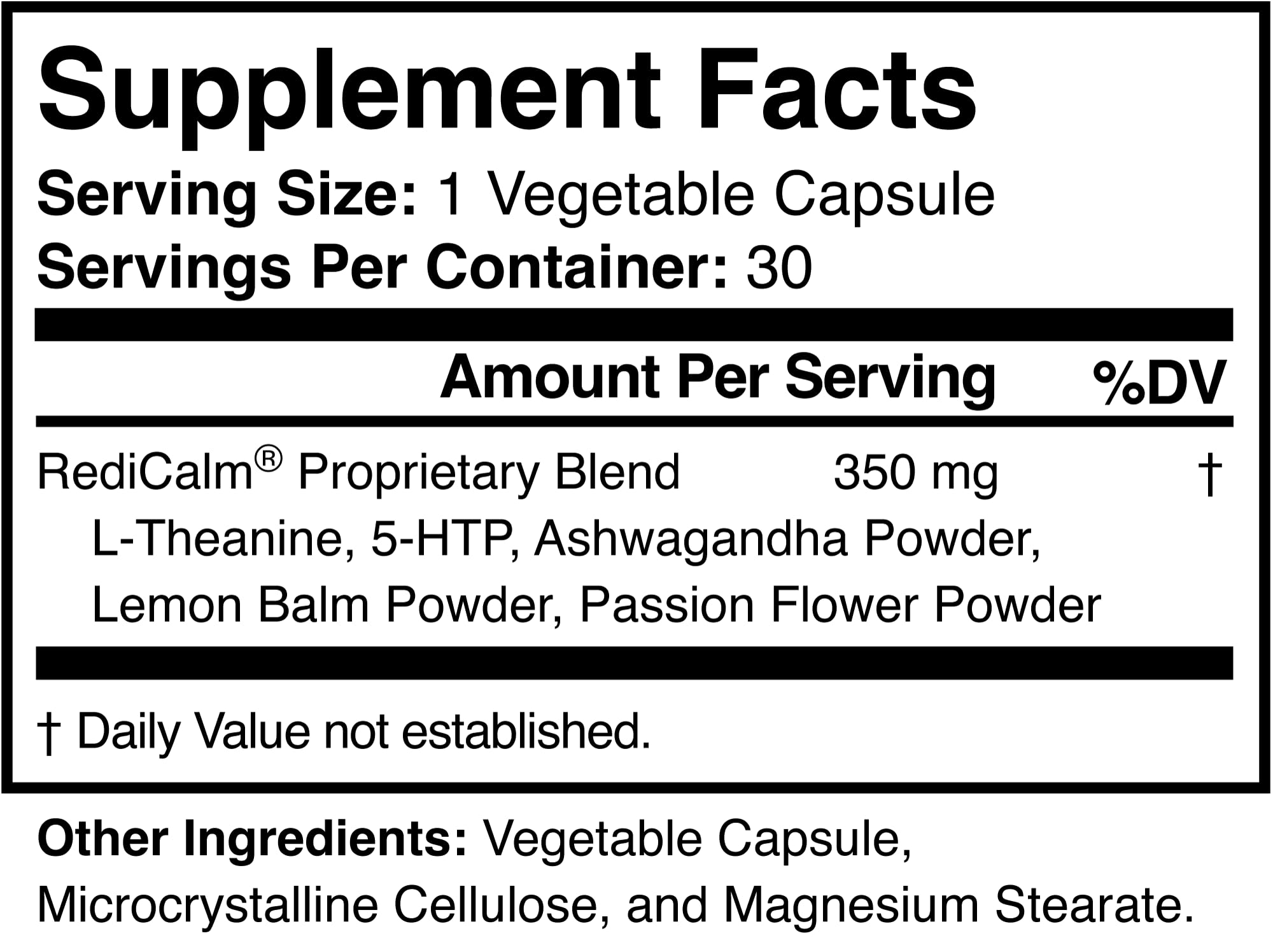 RediCalm - Natural Stress Relief Supplement - Non-GMO, Vegan, Gluten-Free RediCalm