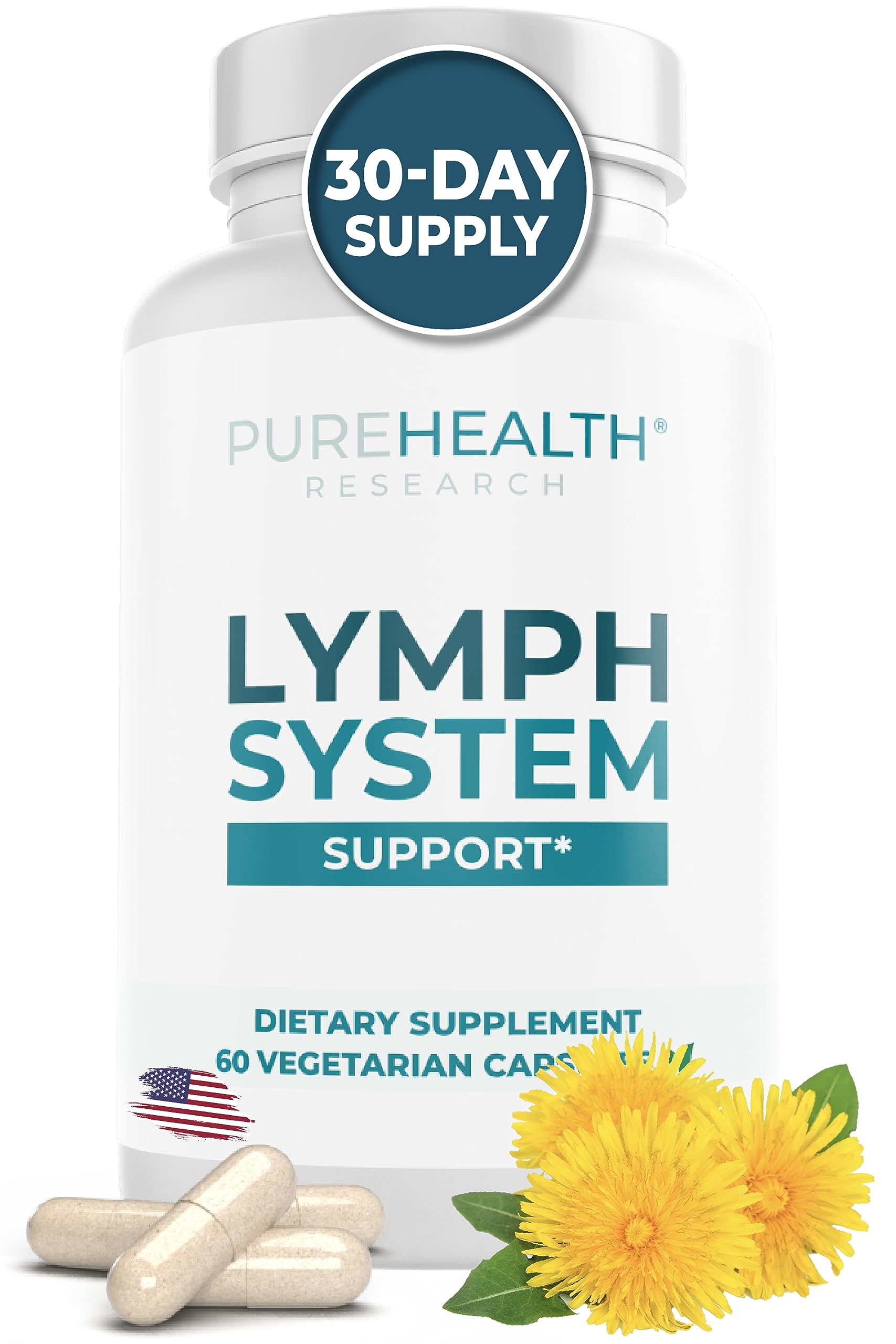 PUREHEALTH RESEARCH Lymph System Support Supplement - Lymphatic Drainage Supplement