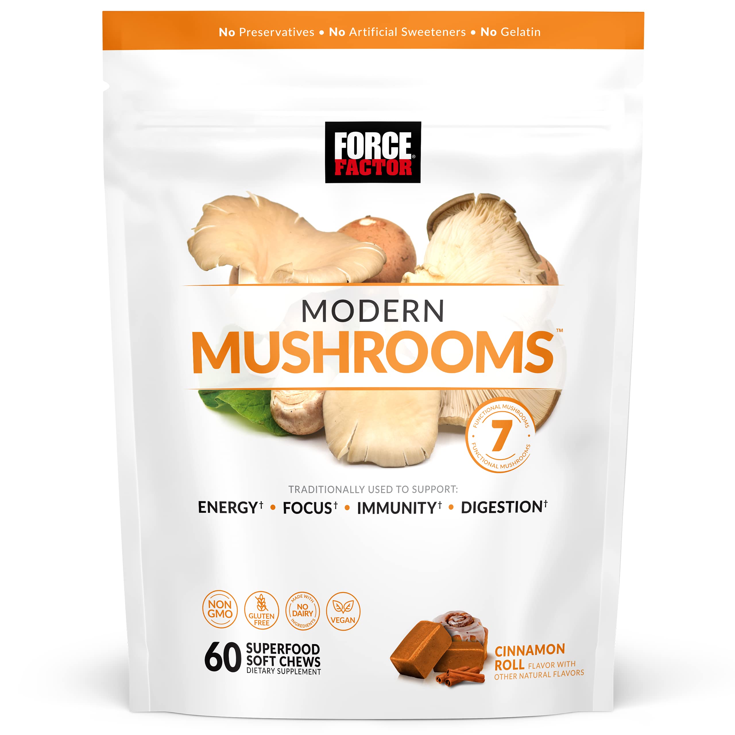 FORCE FACTOR Modern Mushrooms Soft Chews, Mushroom Supplement with Lions Mane