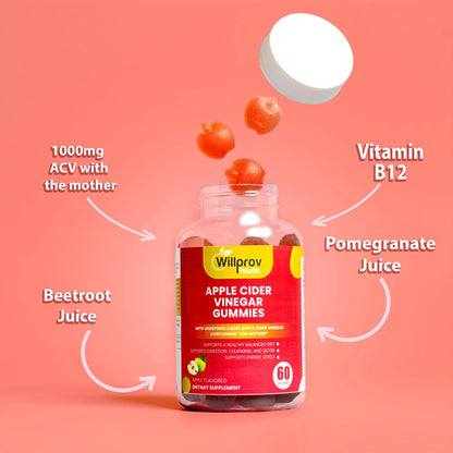 Willprov Health Apple Cider Vinegar Gummies - 1000mg ACV with Mother for Metabolism