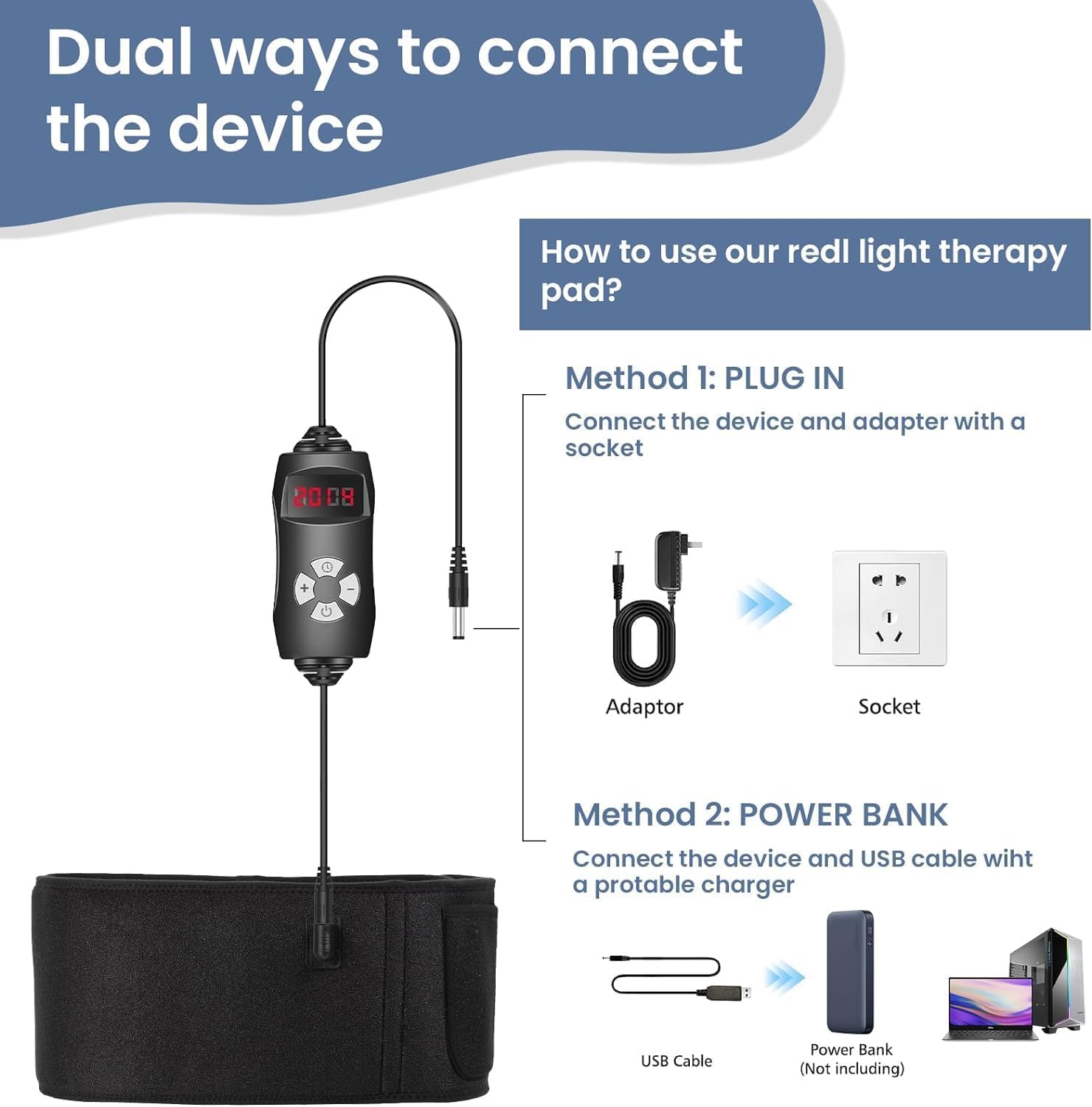 Red Light Therapy Belt - Near Infrared Light Therapy & Red Light Therapy for Body,660nm&850nm Adrxmexna