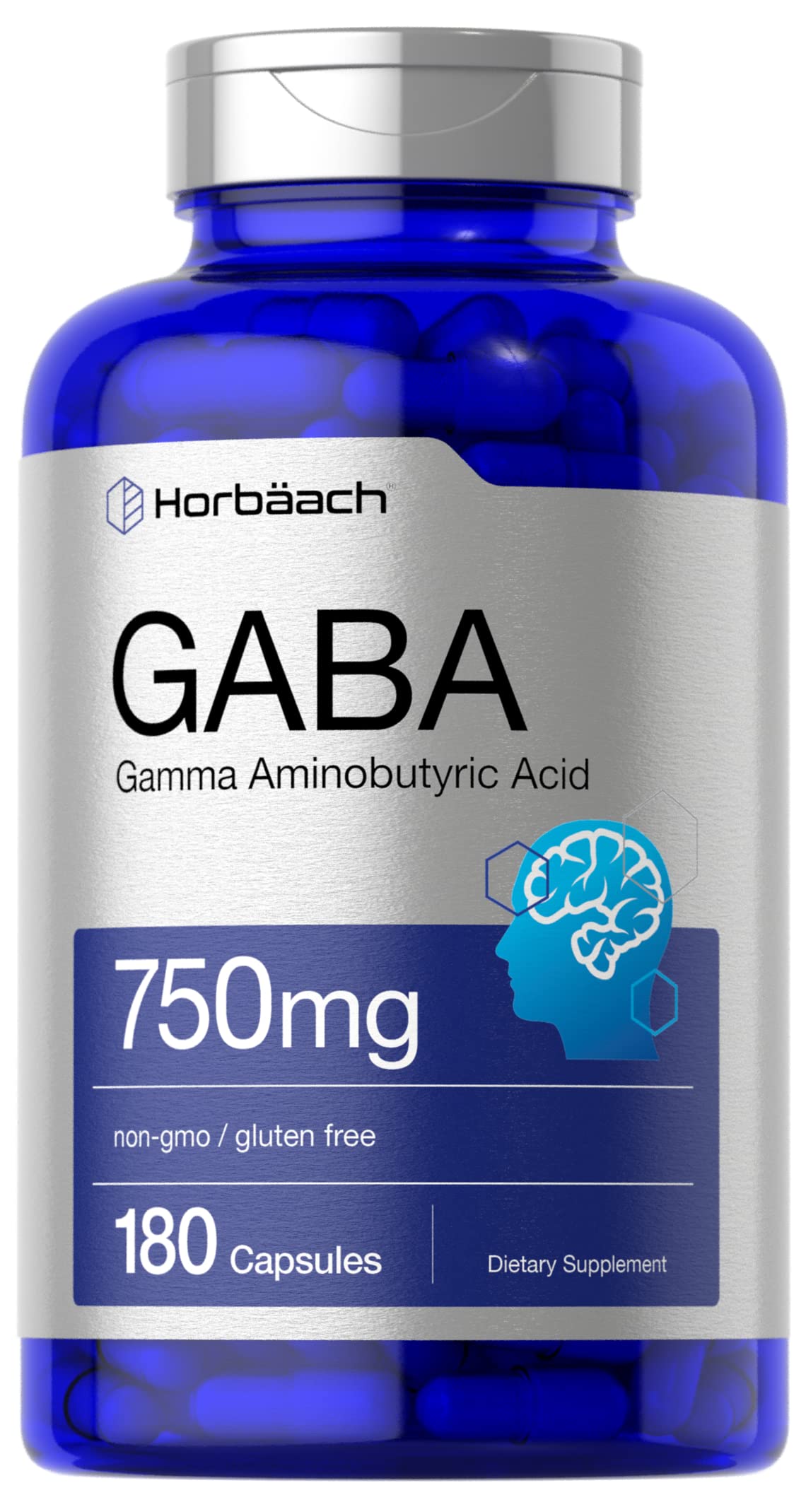 GABA 750mg | 180 Capsules | Gamma Aminobutyric Acid Supplement Horbäach