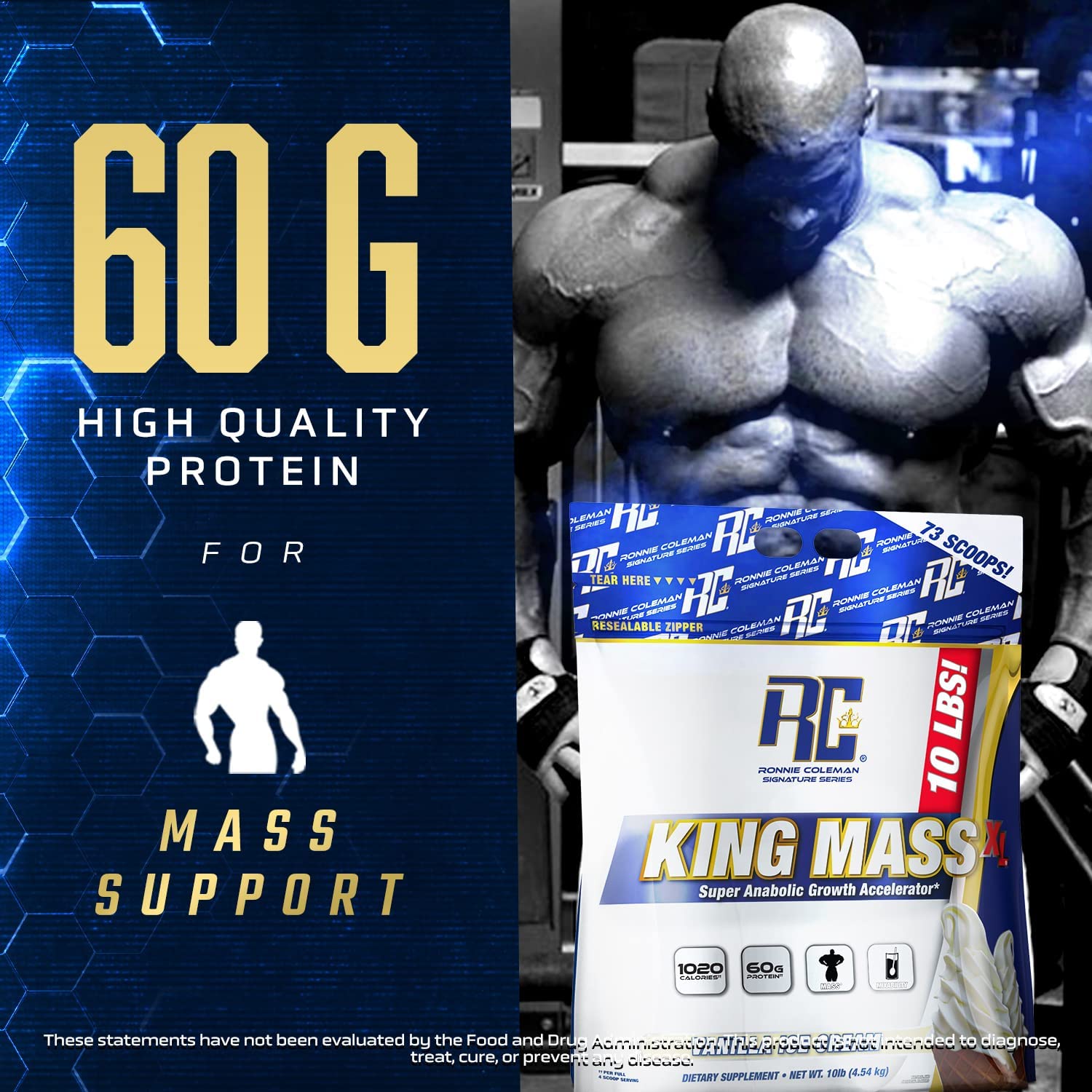 Ronnie Coleman Signature Series King Mass XL Mass Gainer Protein Powder, Muscle Ronnie Coleman Signature Series