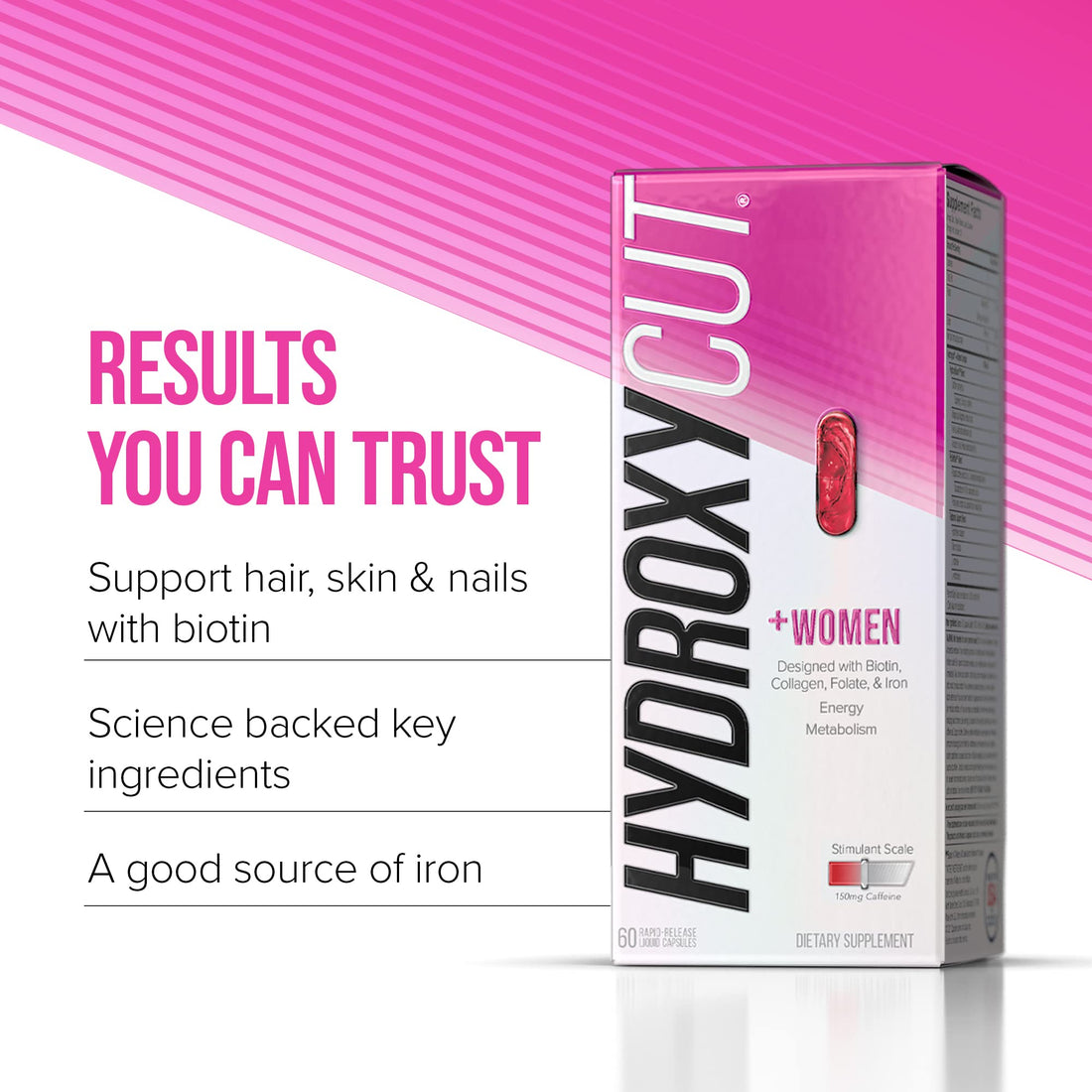 Hydroxycut + Women Pills with Biotin & Collagen | Hair Nails and Skin Vitamins | Iron Supplement