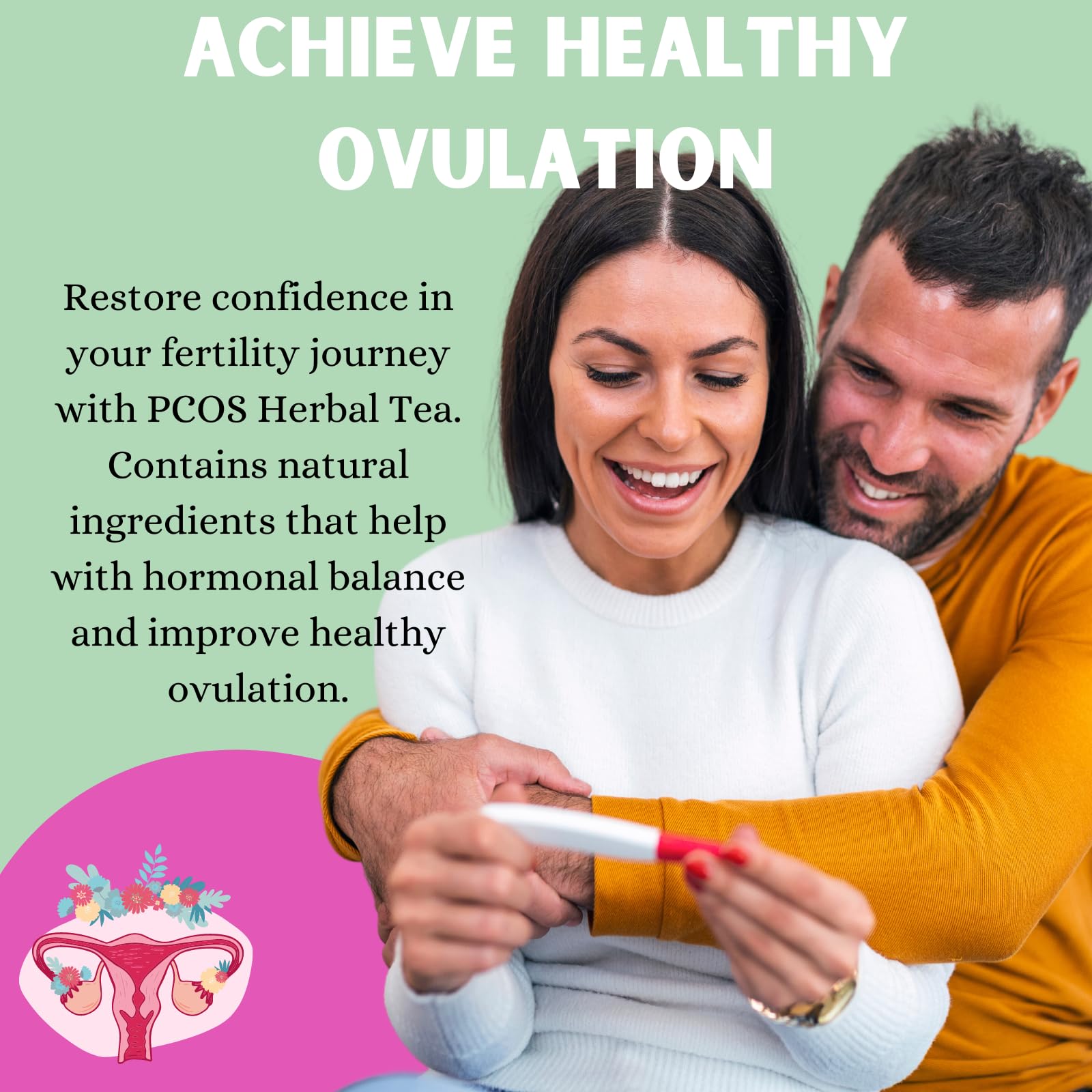 PCOS Cystem Tea with Organic Red Raspberry Leaf, Vitex, Spearmint Tea Supports Fertility PCOS Herbal Tea