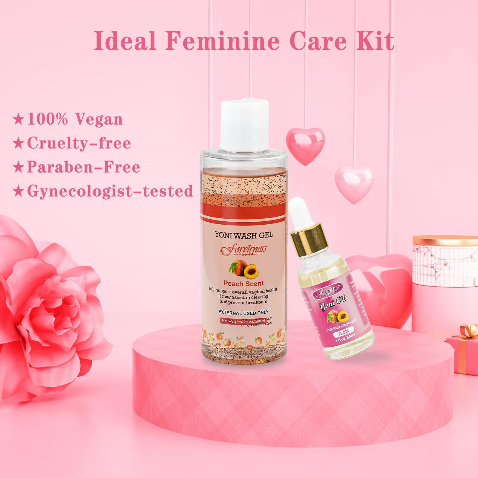 forvirness Feminine Wash & Natural Yoni Oil Set - Cleanse, Remove Odor, pH Balance for Women forvirness