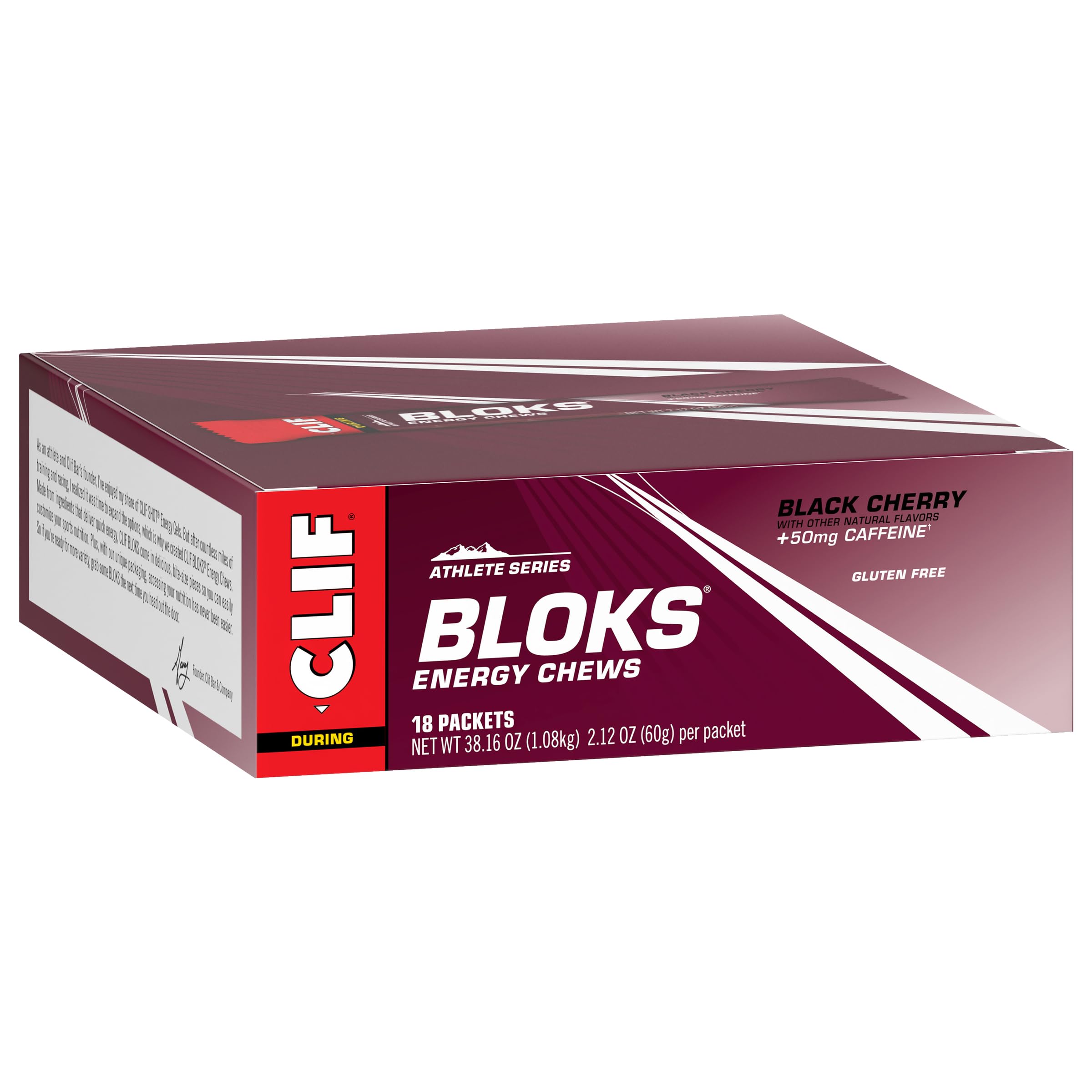CLIF BLOKS - Black Cherry Flavor with Caffeine - Energy Chews - Non-GMO