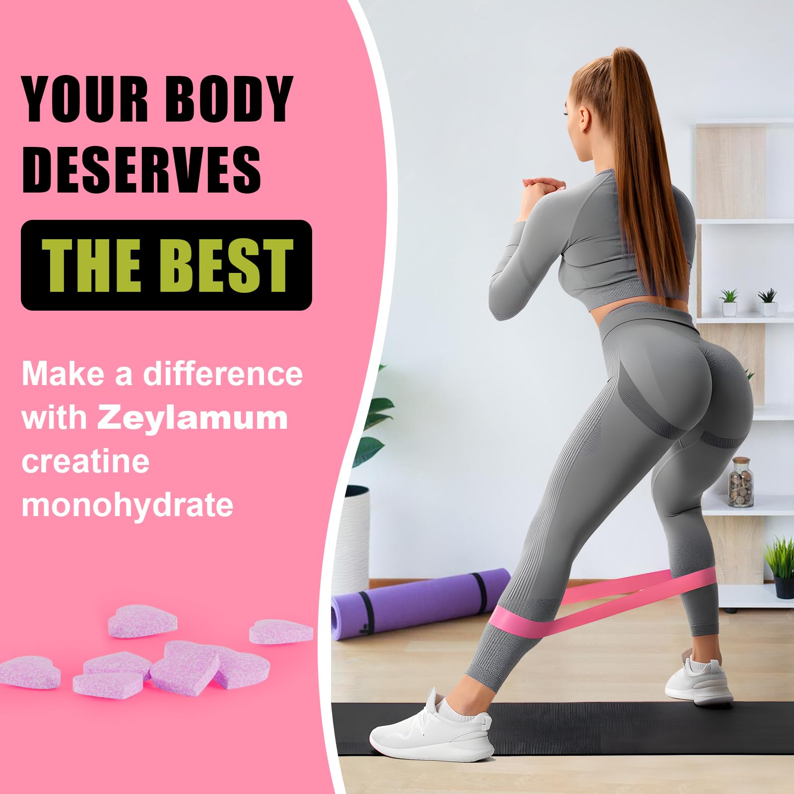 Creatine Monohydrate for Women, Creatine Supplement 3000mg, with Hydrolyzed Zeylamum