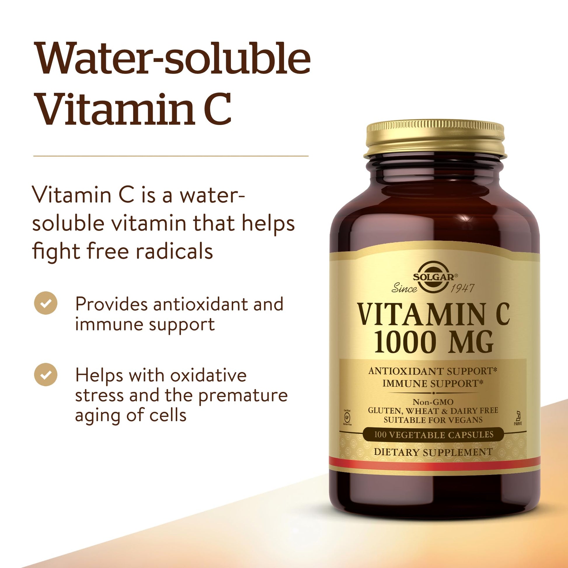 Solgar Vitamin C 1000mg - Healthy Immune System - Helps Fight Free Radicals - Vegan SOLGAR