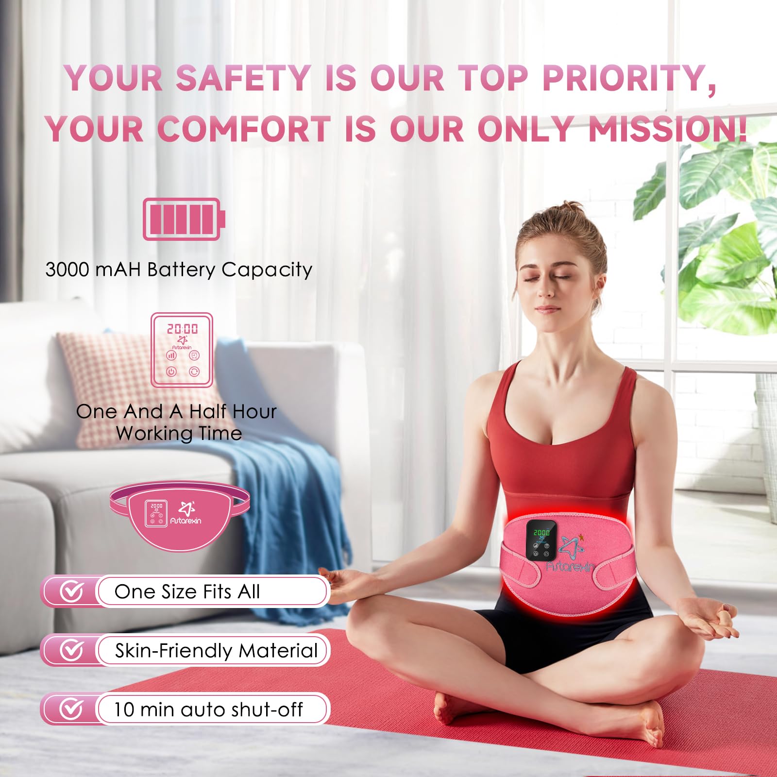 Red Light Therapy Belt Pad: Near Infrared Lamp Pain Relief 156 LEDs Wrap Body Heating Pads Astarexin