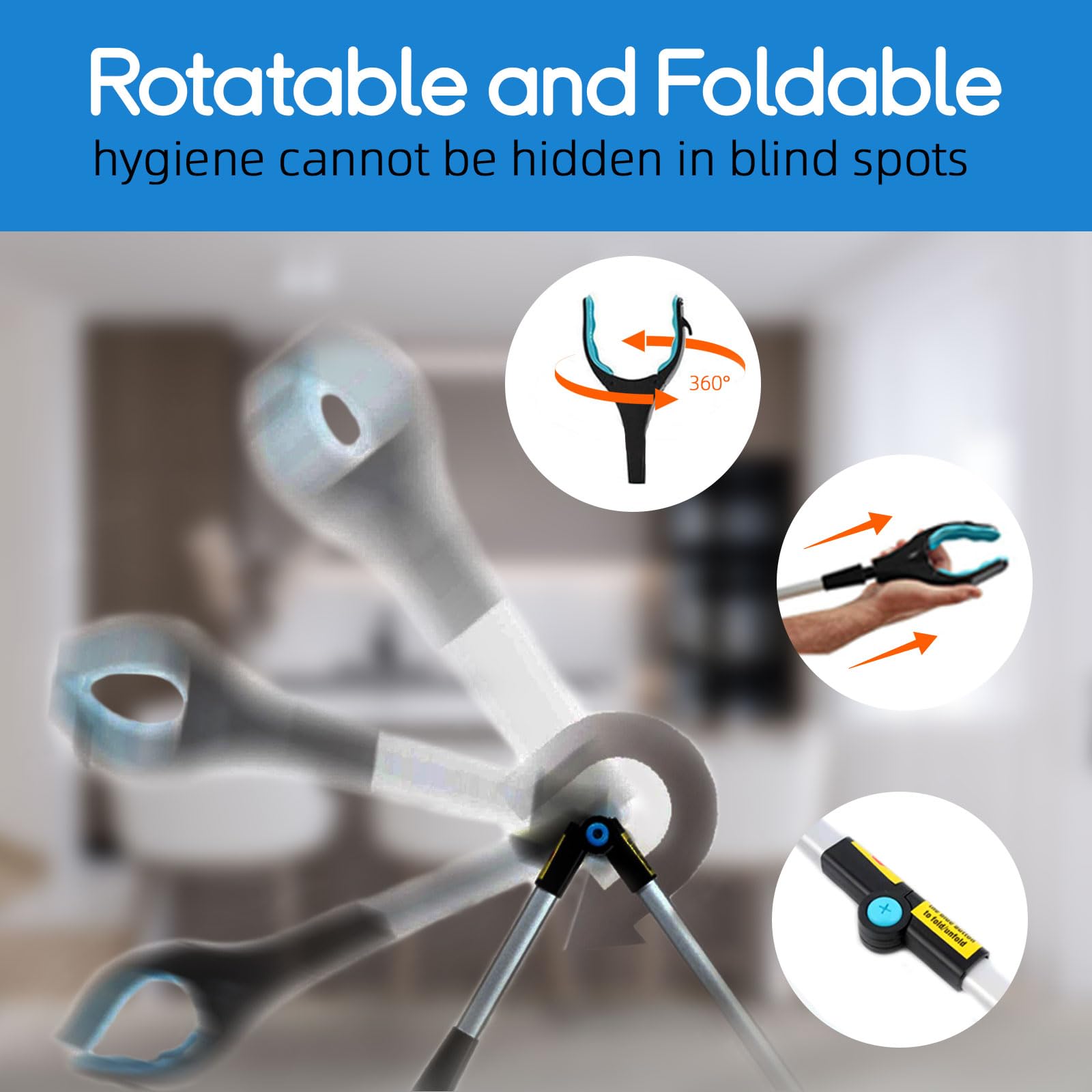 Grabber Reacher Tool, 32" Pick Up Stick Grabber with LED for Elderly and Lightweight Trash Picker Campsie