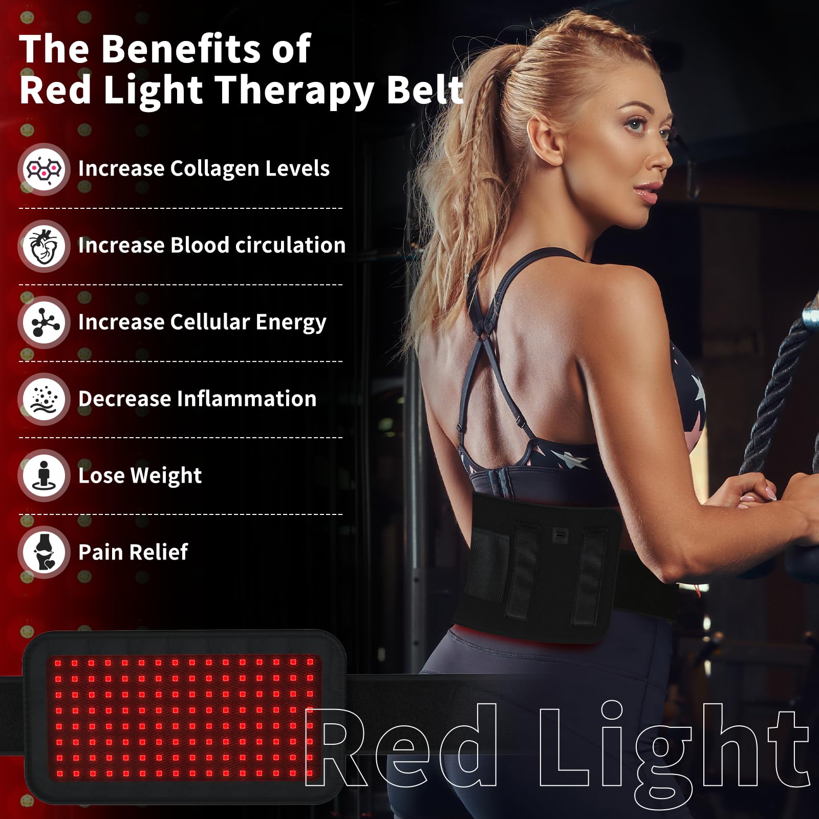 Red Light Therapy Belt, Infrared Light Therapy Wrap, 384PCS Red Light &Infrared Light HaSoCare