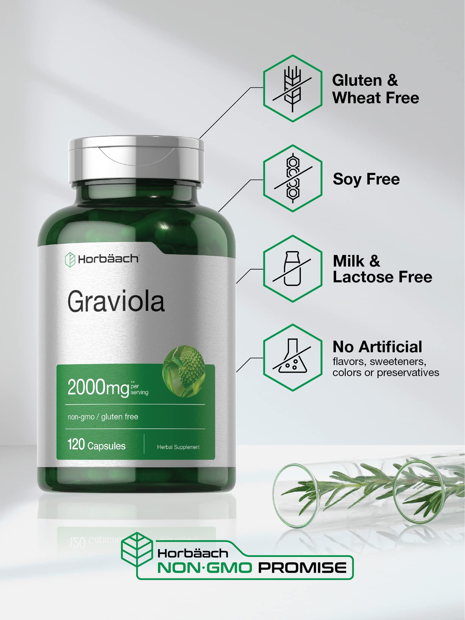 Graviola Extract 2000 mg 120 Capsules With Graviola Proprietary Blend Ingredient Horbäach