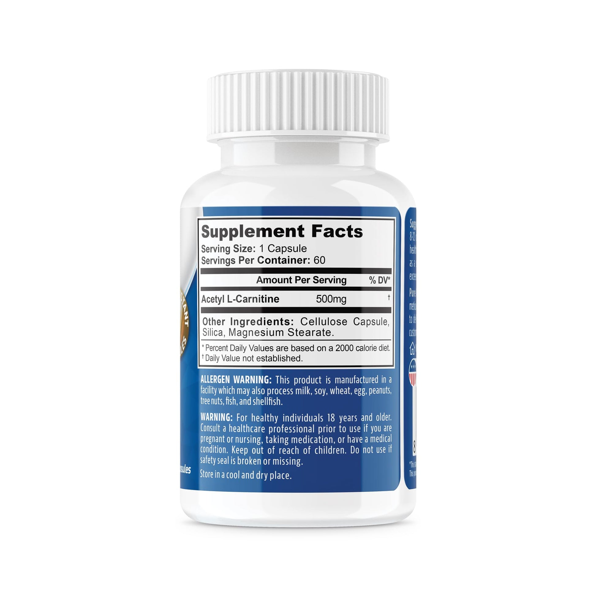NeuropAWAY Elements Acetyl L-Carnitine 500mg 60ct Acid Resistant Capsules (60 500mg NeuropAWAY