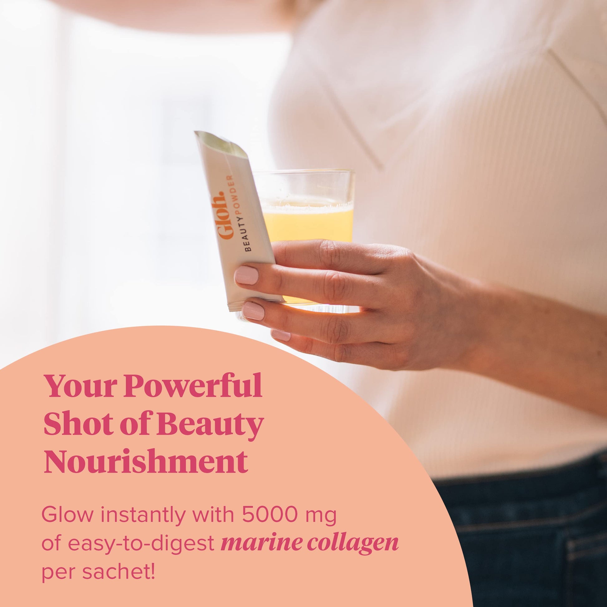 Gloh. Marine Collagen Powder for Women - Peach Flavor Collagen Supplements for Women with Hyaluronic Acid, Vitamin A, B2, B6 Gloh.
