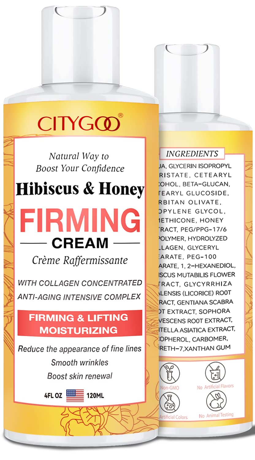 Hibiscus and Honey Firming Cream, Skin Tightening Lotion, Reduces the Look of Neck Lines