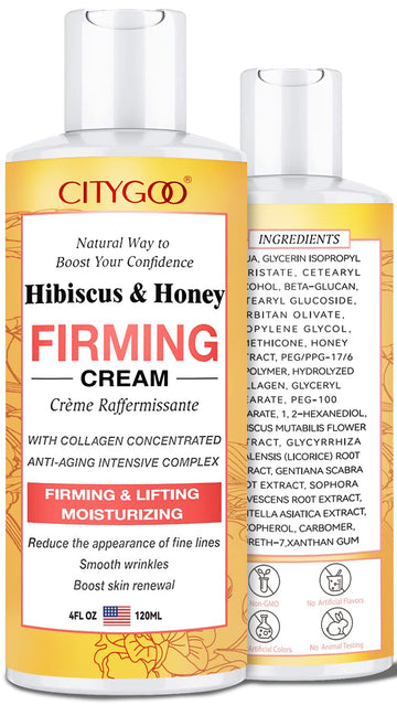 Hibiscus and Honey Firming Cream, Skin Tightening Lotion, Reduces the Look of Neck Lines