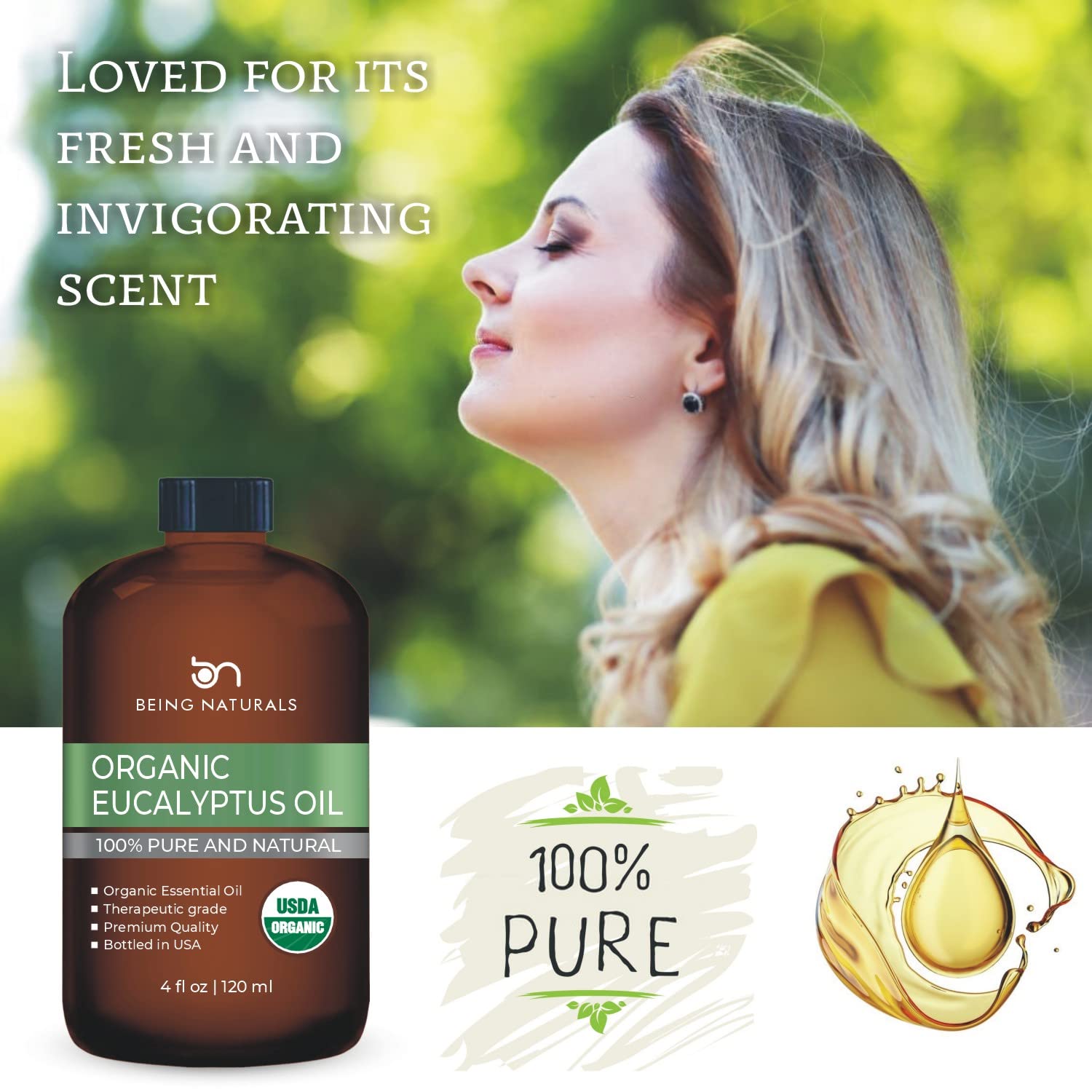 Organic Eucalyptus Essential Oil - Huge 4 FL OZ - 100% Pure & Natural – Premium Natural Oil Being Naturals