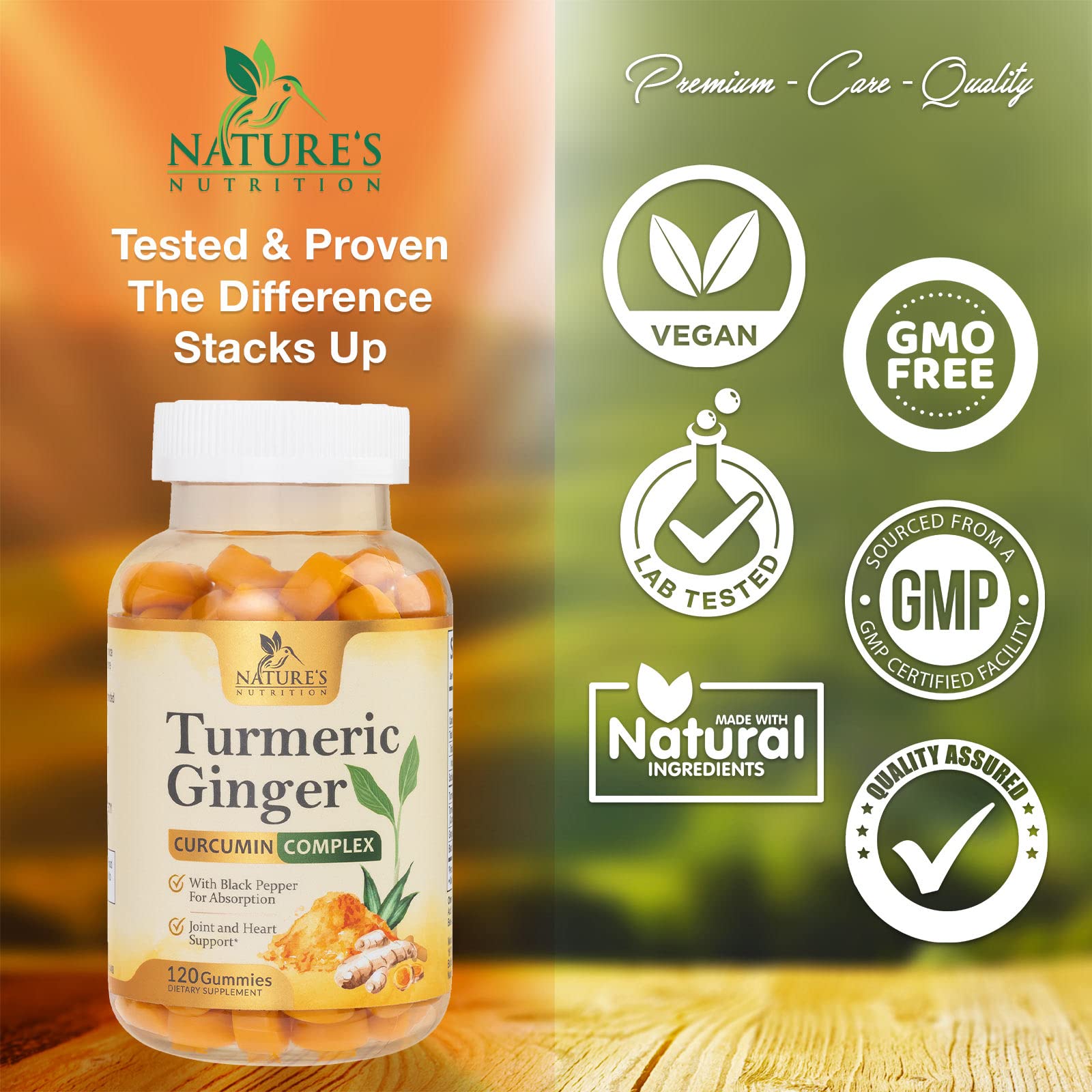 Turmeric Ginger Gummies - Vegan Turmeric Curcumin Gummy with 95% Curcuminoids Nature's Nutrition