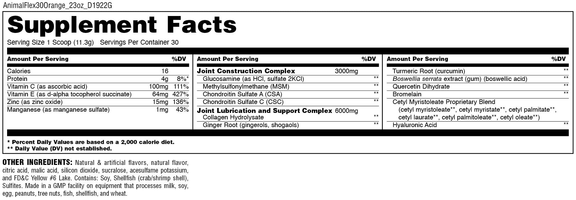 Animal Flex All-in-one Complete Joint Supplement, Turmeric Root Curcumin, Collagen Animal