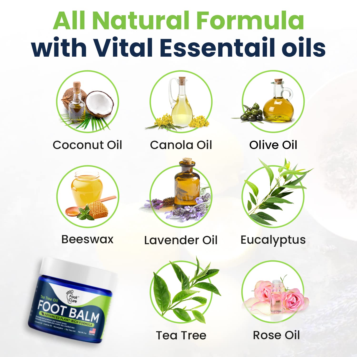 Tea Tree Oil Foot Balm/ Moisturizer For Dry Cracked Feet - Instantly Hydrates & Soothes FOOT CURE