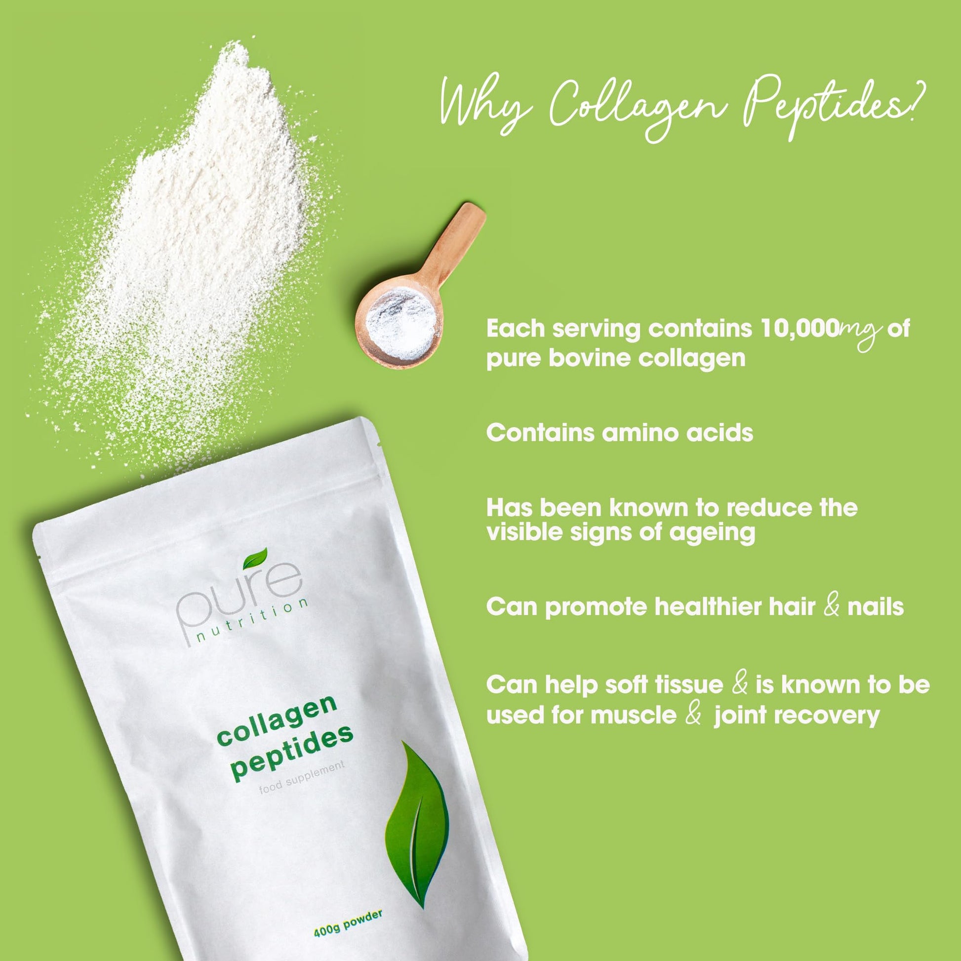 Pure Collagen Powder, Bovine Collagen Peptides Powder by Pure 400g Pure