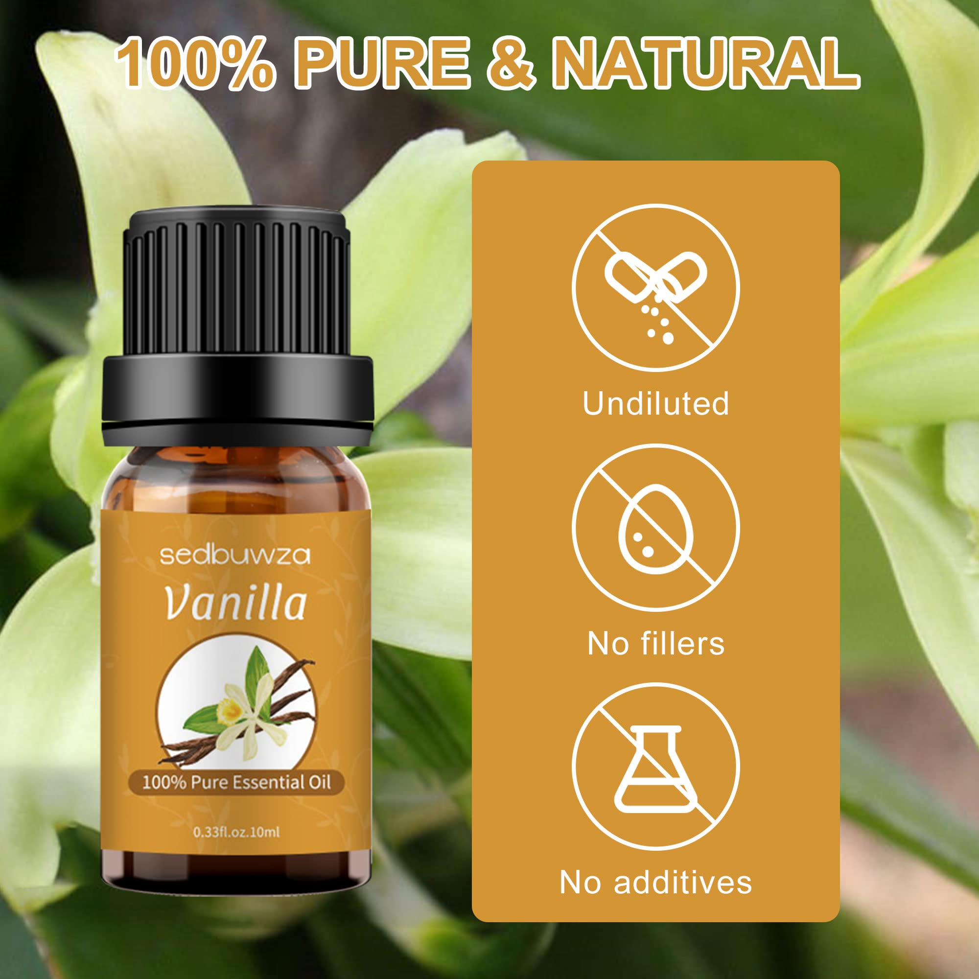 Sedbuwza Vanilla Oil Lavender Essential Oil Gift Set, 100% Pure Organic Fragrance Oil Set for Diffuser Sedbuwza