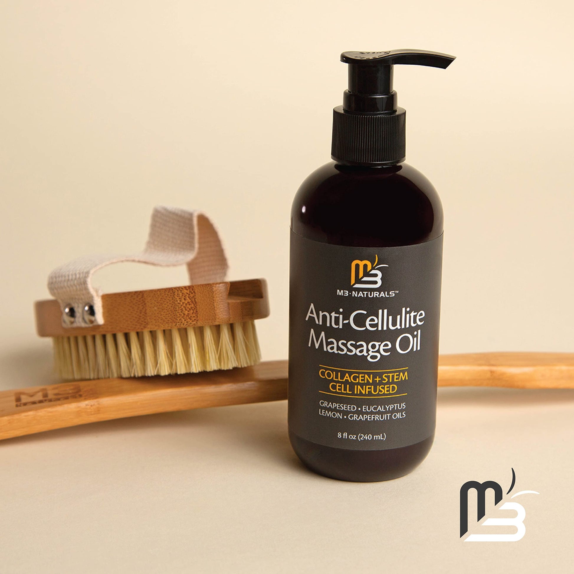 Anti Cellulite Massage Oil for Massage Therapy - Collagen and Stem Cell Skin Tightening M3 Naturals