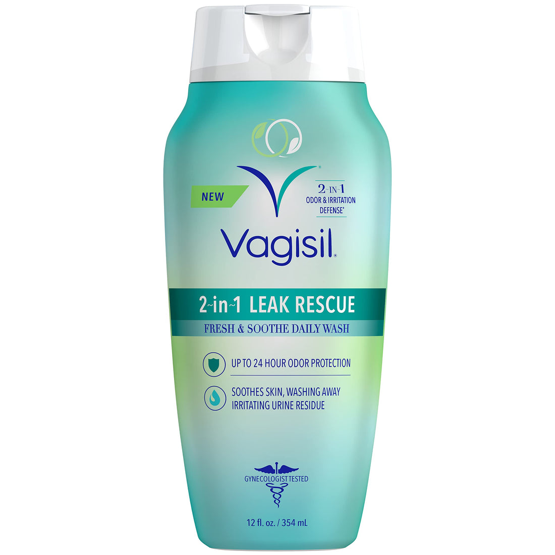 Vagisil 2-in-1 Leak Rescue Daily Intimate Feminine Wash for Women, Gynecologist Tested & Hypoallergenic