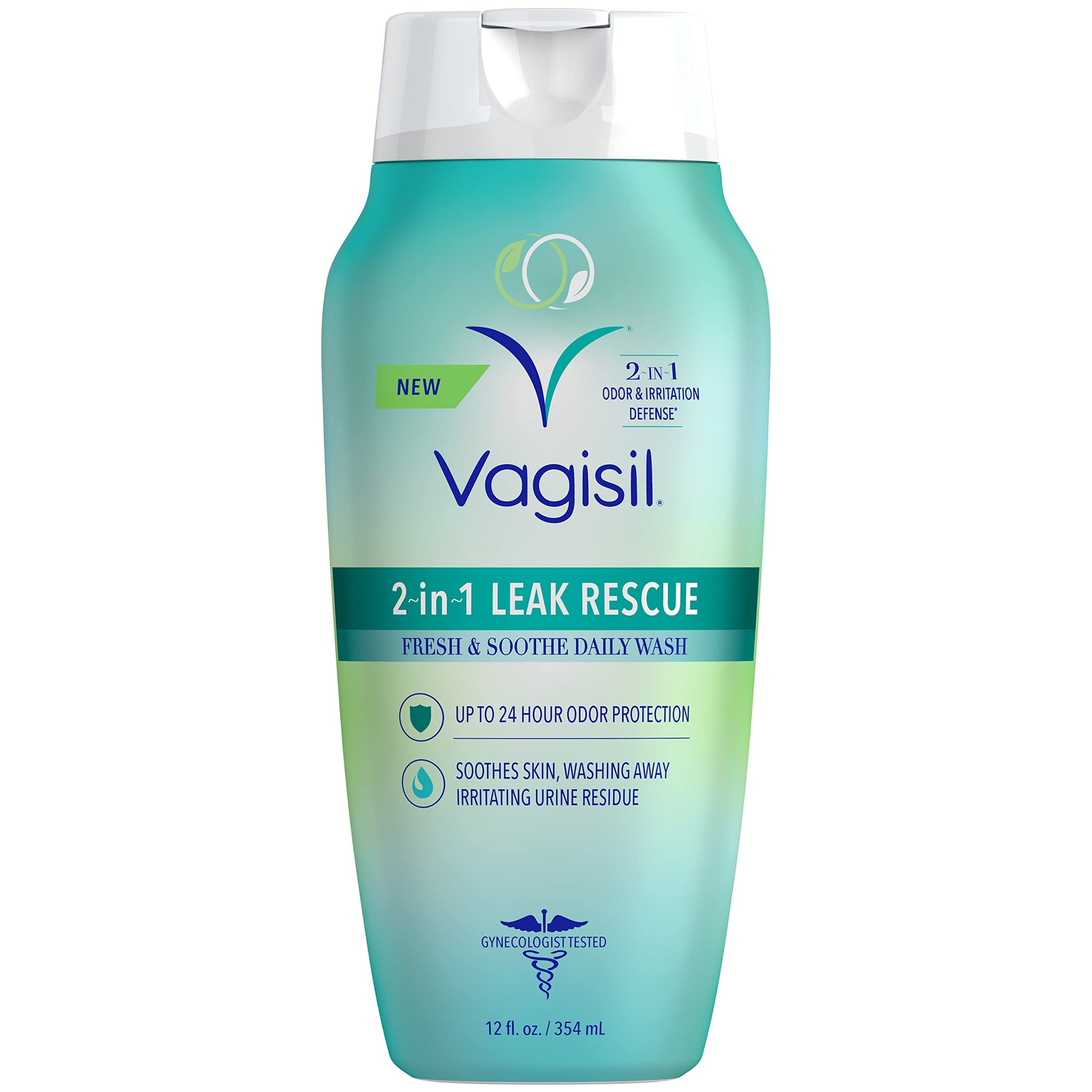 Vagisil 2-in-1 Leak Rescue Daily Intimate Feminine Wash for Women, Gynecologist Tested & Hypoallergenic