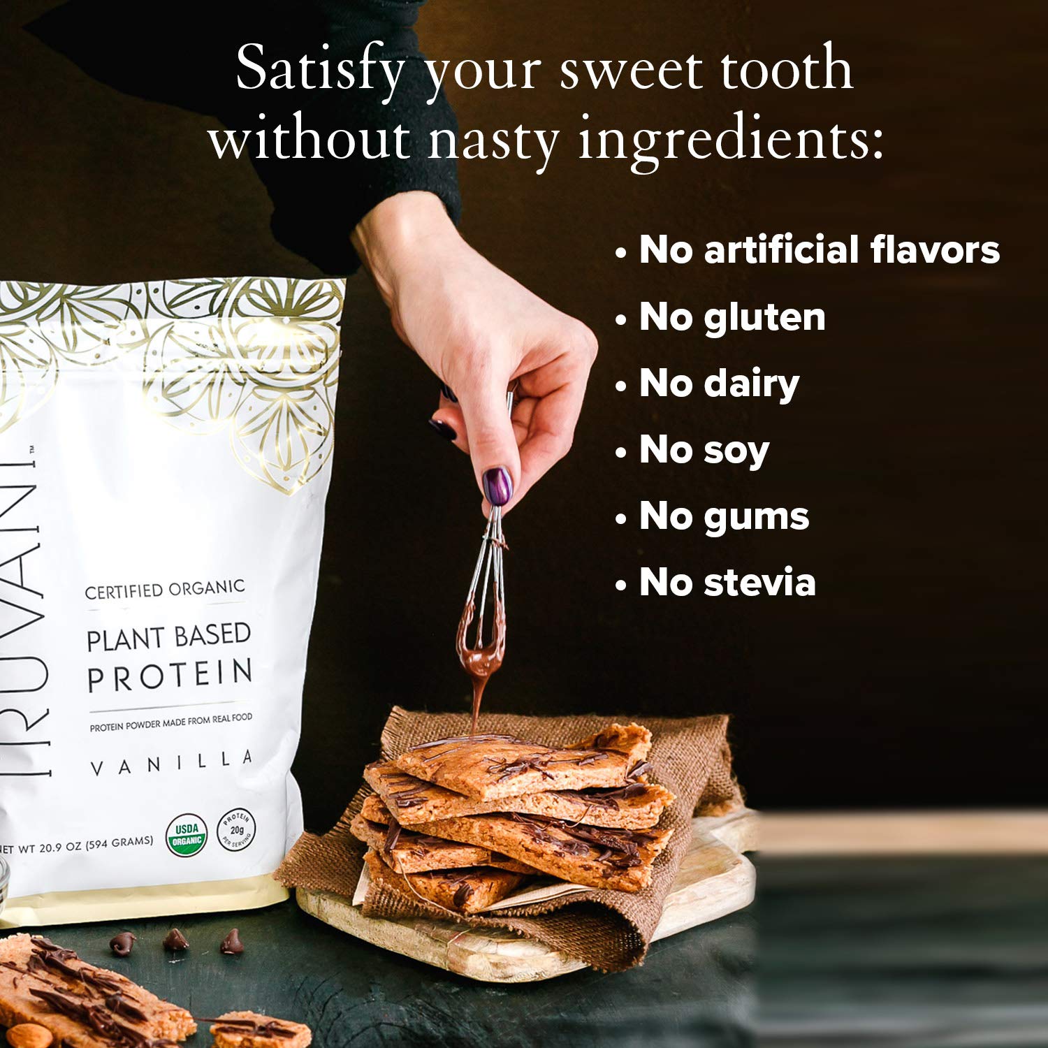 Truvani Organic Vegan Protein Powder, Organic Pea Protein Powder, Vegan, Non GMO Truvani