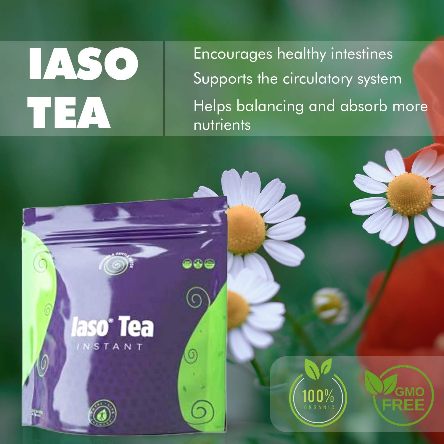 TLC Total Life Changes IASO Natural Detox Instant Herbal Tea - Expiration Date on the Top Total Life Changes