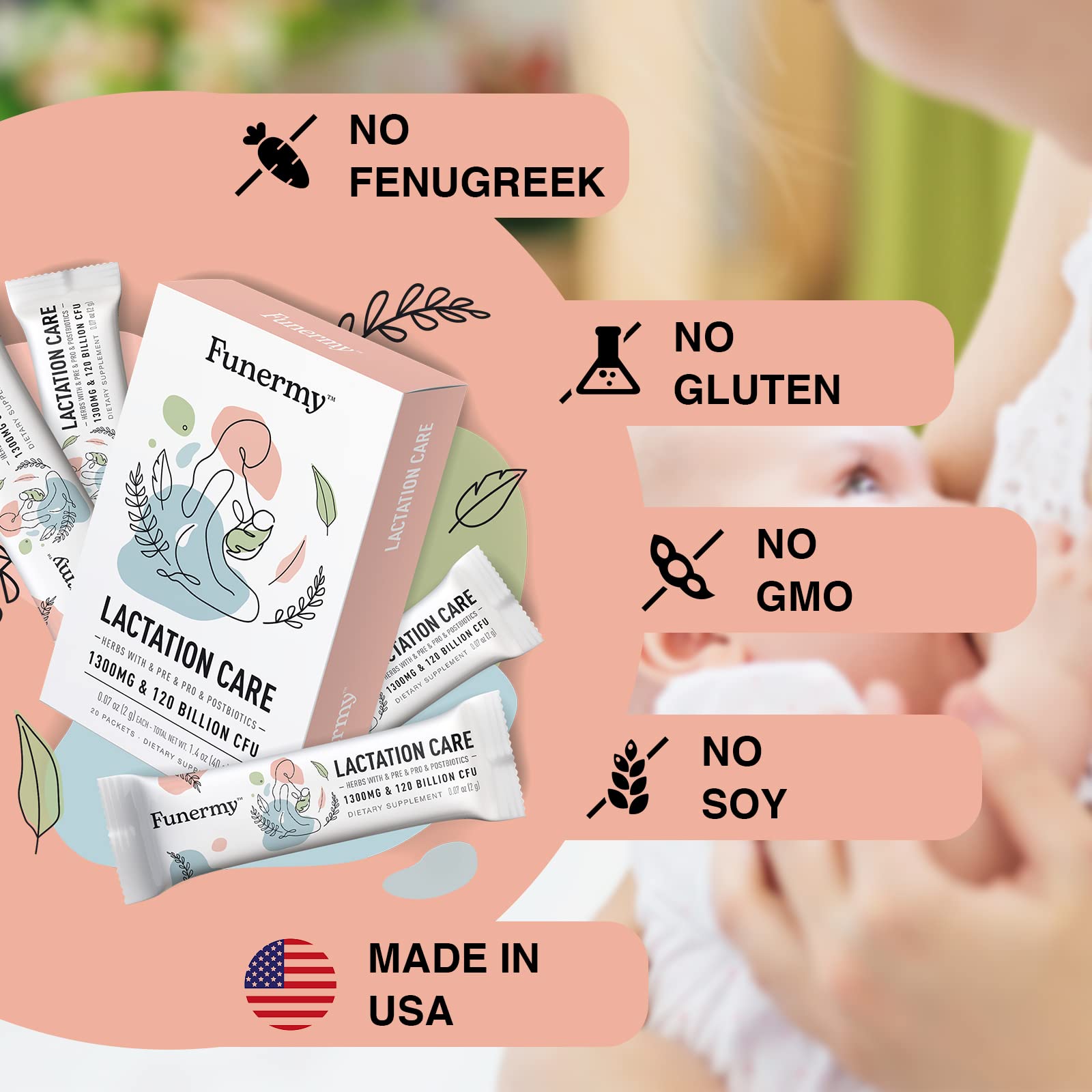 Funermy Postnatal Probiotics Breastfeeding Supplement and Menopause Supplement for Women Funermy