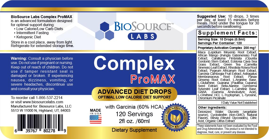 BioSource Labs Complex ProMAX Premium Diet Drops (1 x 2 oz Bottle) BioSource Labs
