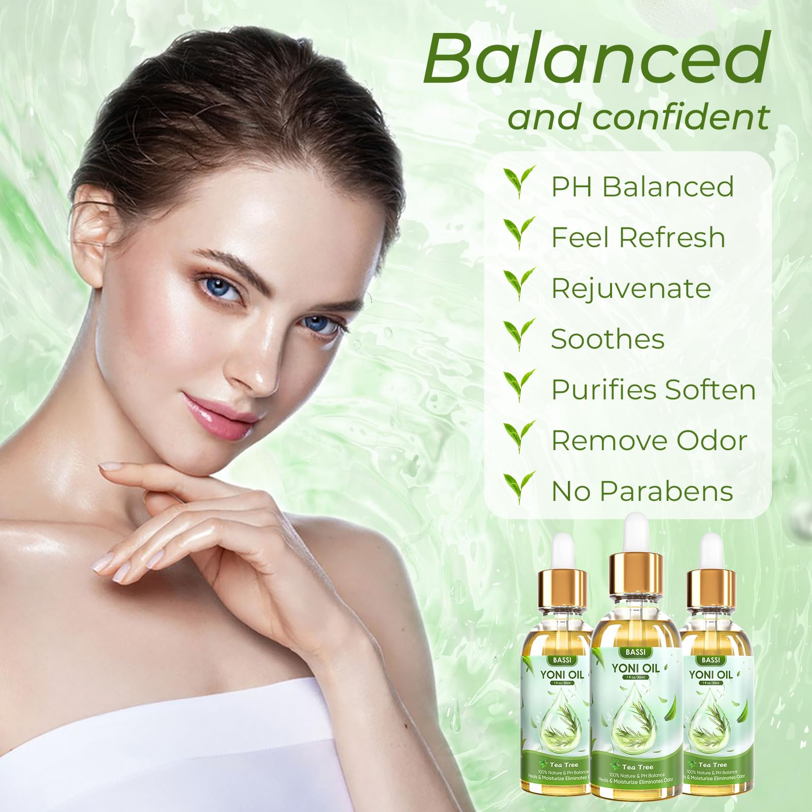 BASSI 2PCS Yoni Oil Organic Feminine Oil Vaginal Moisturizer For Wetness - Ph Balance for Women BASSI