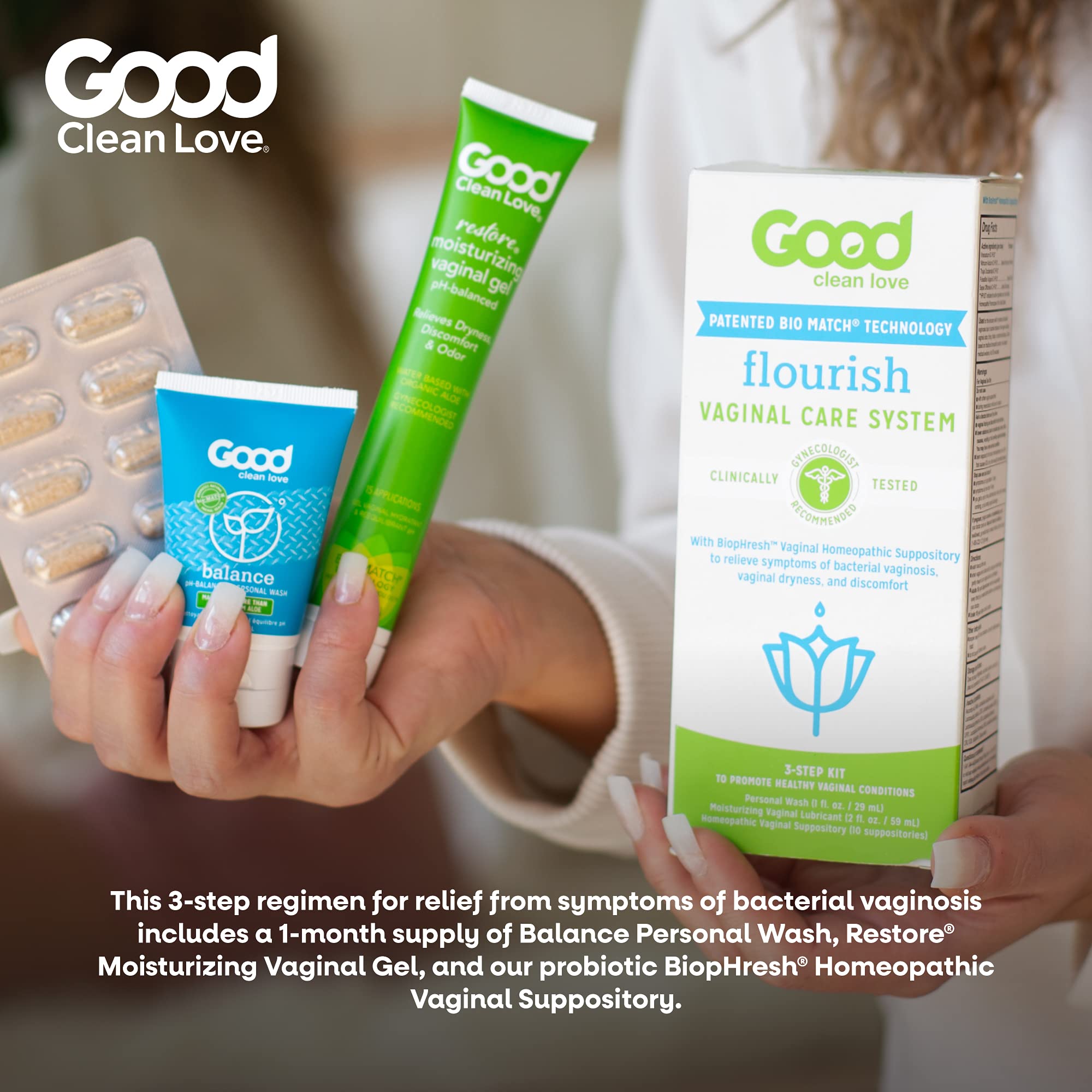 Good Clean Love Flourish Vaginal Care System, 30-Day Regimen, Relieves Itching & Irritation, Includes Personal Good Clean Love