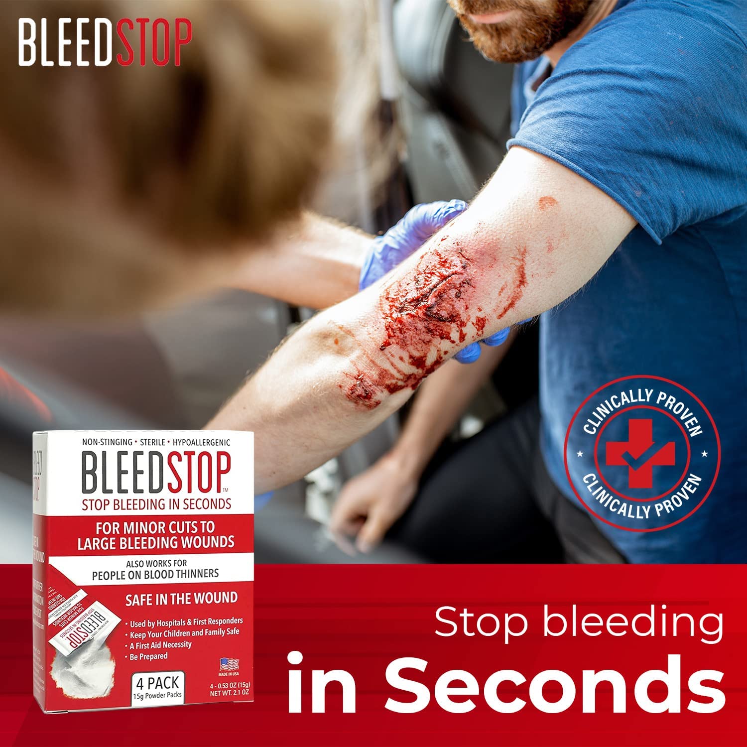 BleedStop™ First Aid Powder for Blood Clotting, Trauma Kit, Blood Thinner BleedStop